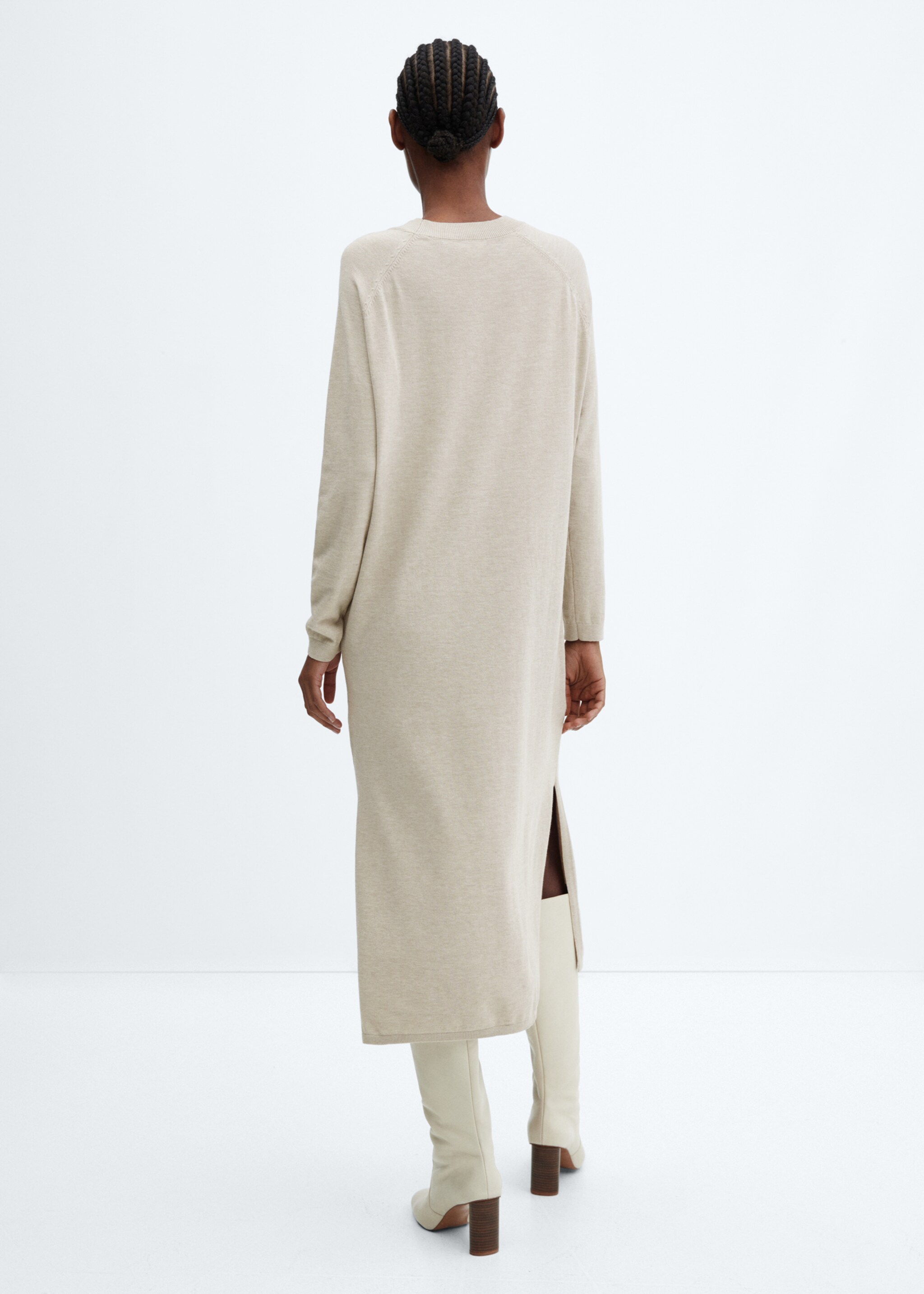 Round-neck knitted dress - Reverse of the article, Light/Pastel Grey. Ref: 57085793-00.