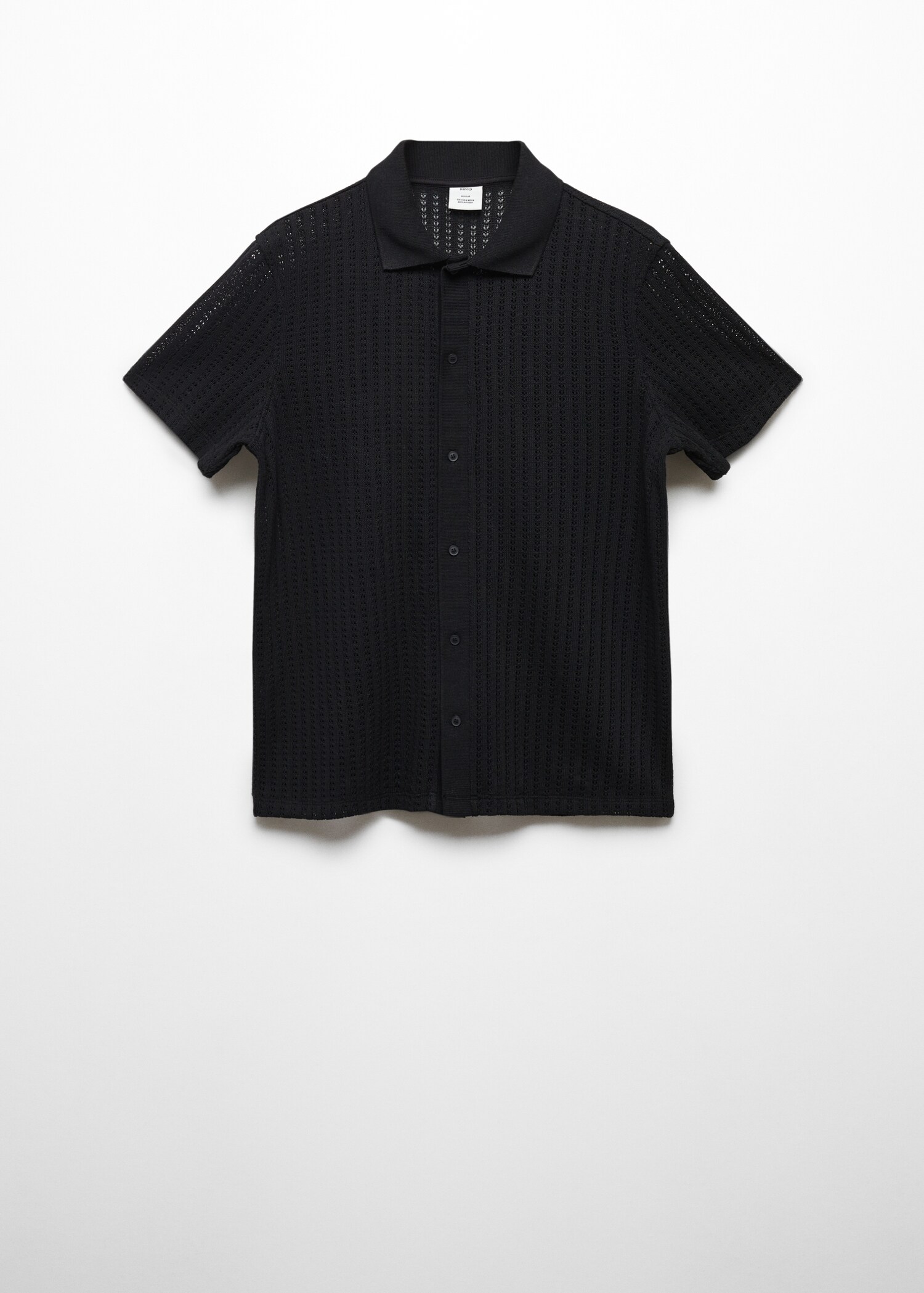 Cotton crochet polo shirt with buttons - Article without model