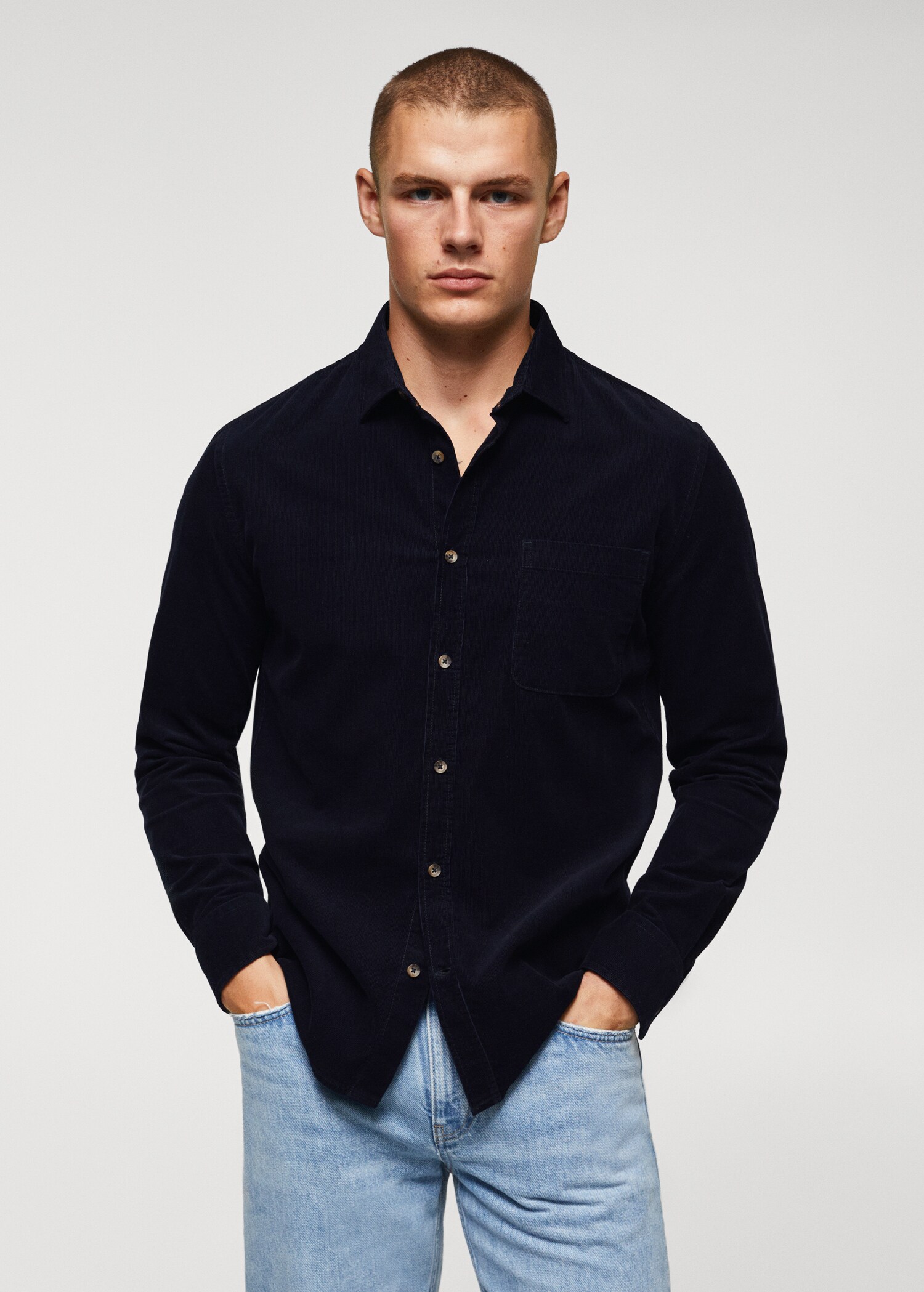 Regular fit micro corduroy shirt - Medium plane