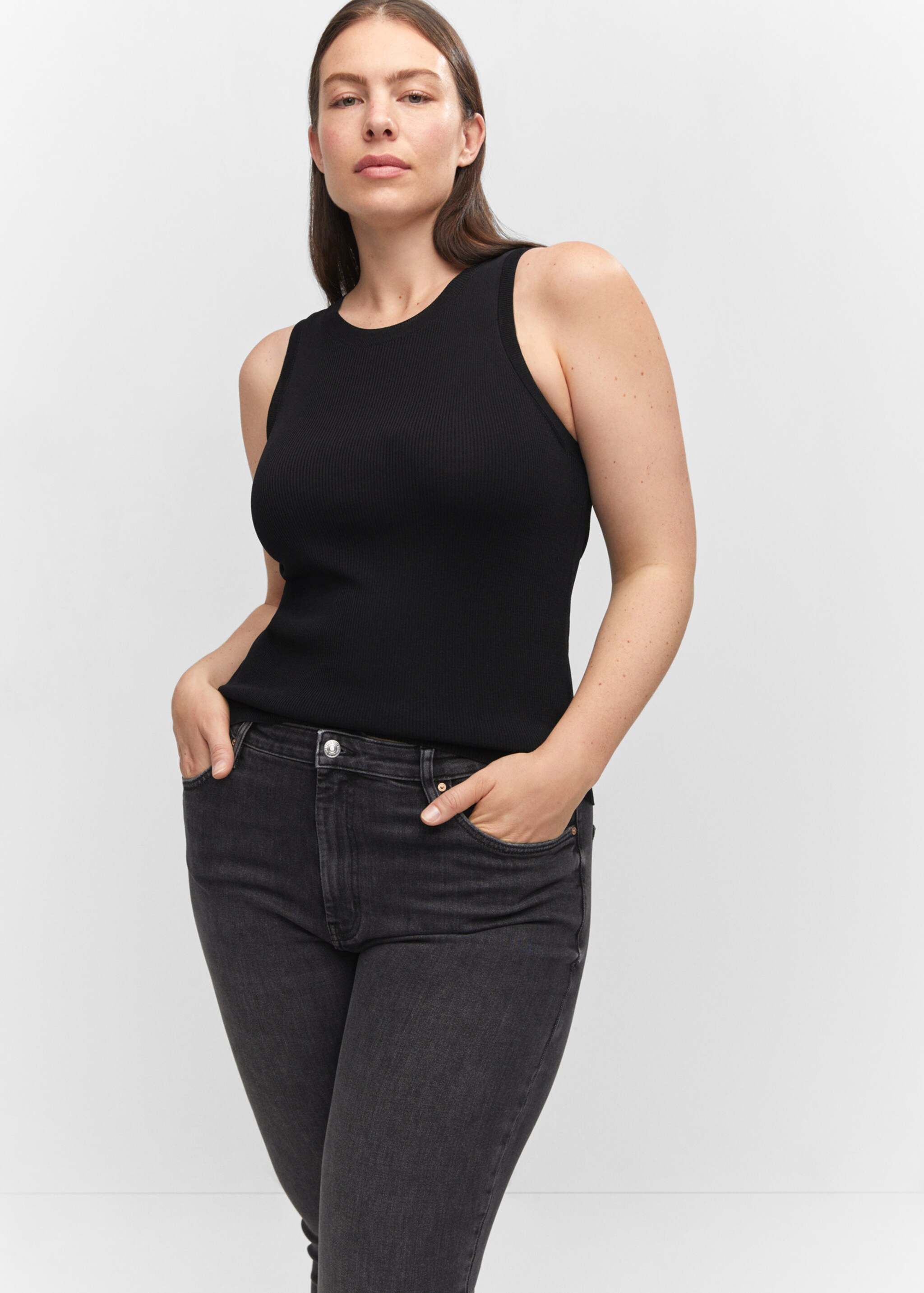 Skinny cropped jeans - Details of the article 5, Open Grey. Ref: 57085957-00.