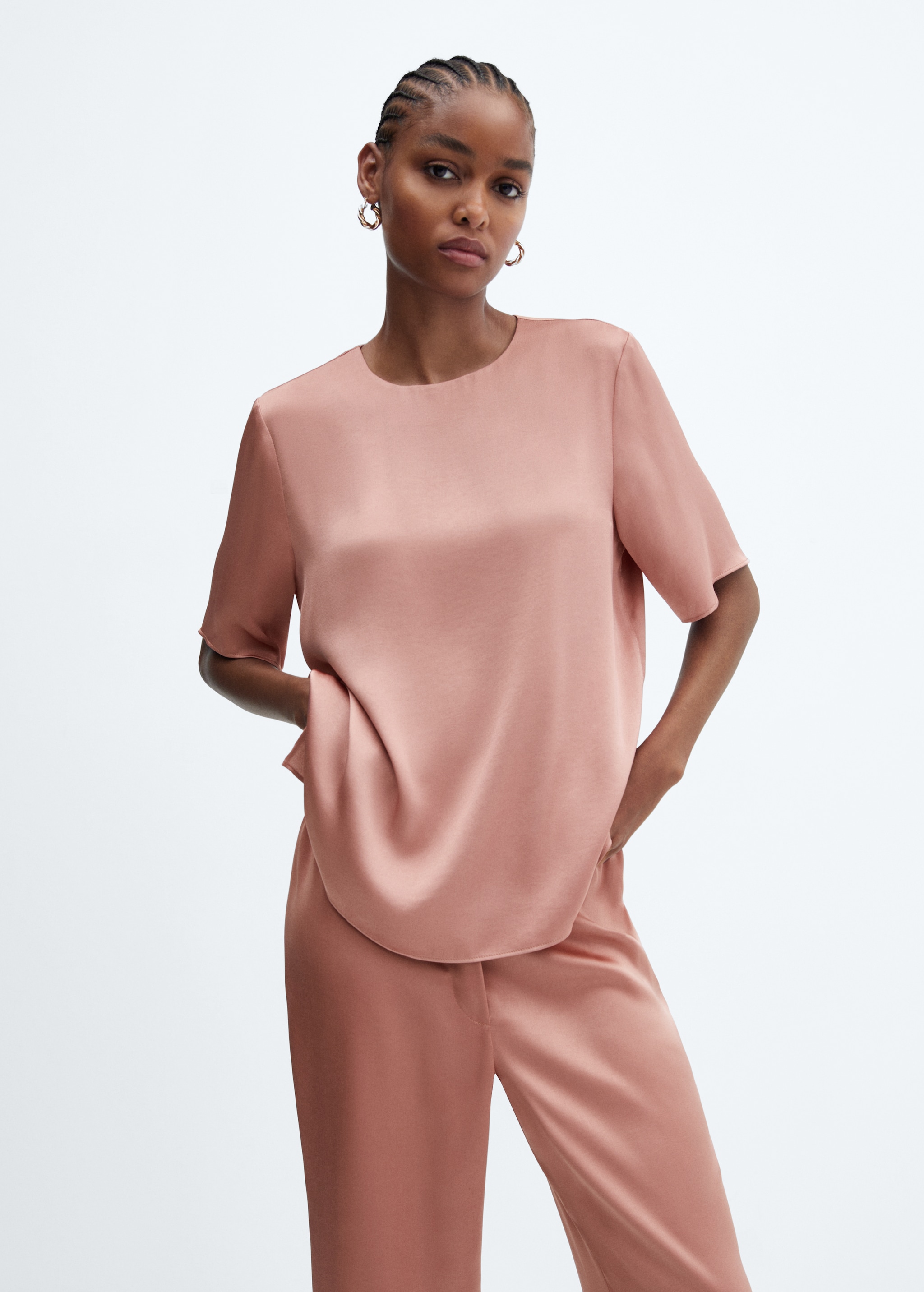 Satin Blusa Rosa Palo Shein Blusa Saten Mujer Blusa Satinada