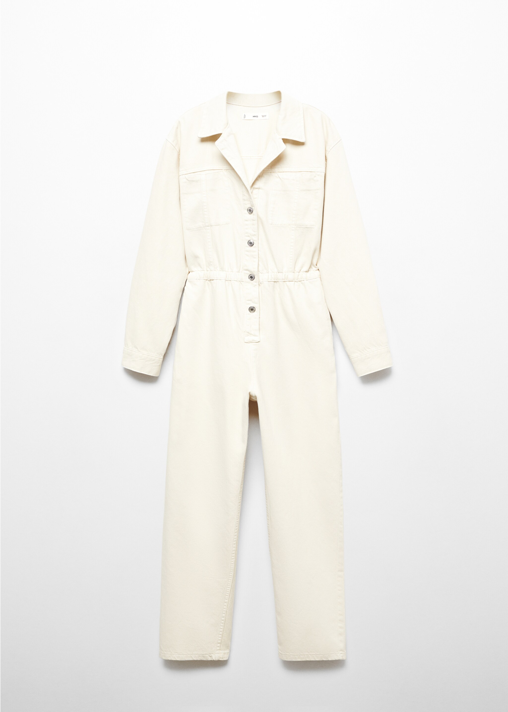 Long denim jumpsuit - Article without model, Ecru. Ref: 57085993-00.