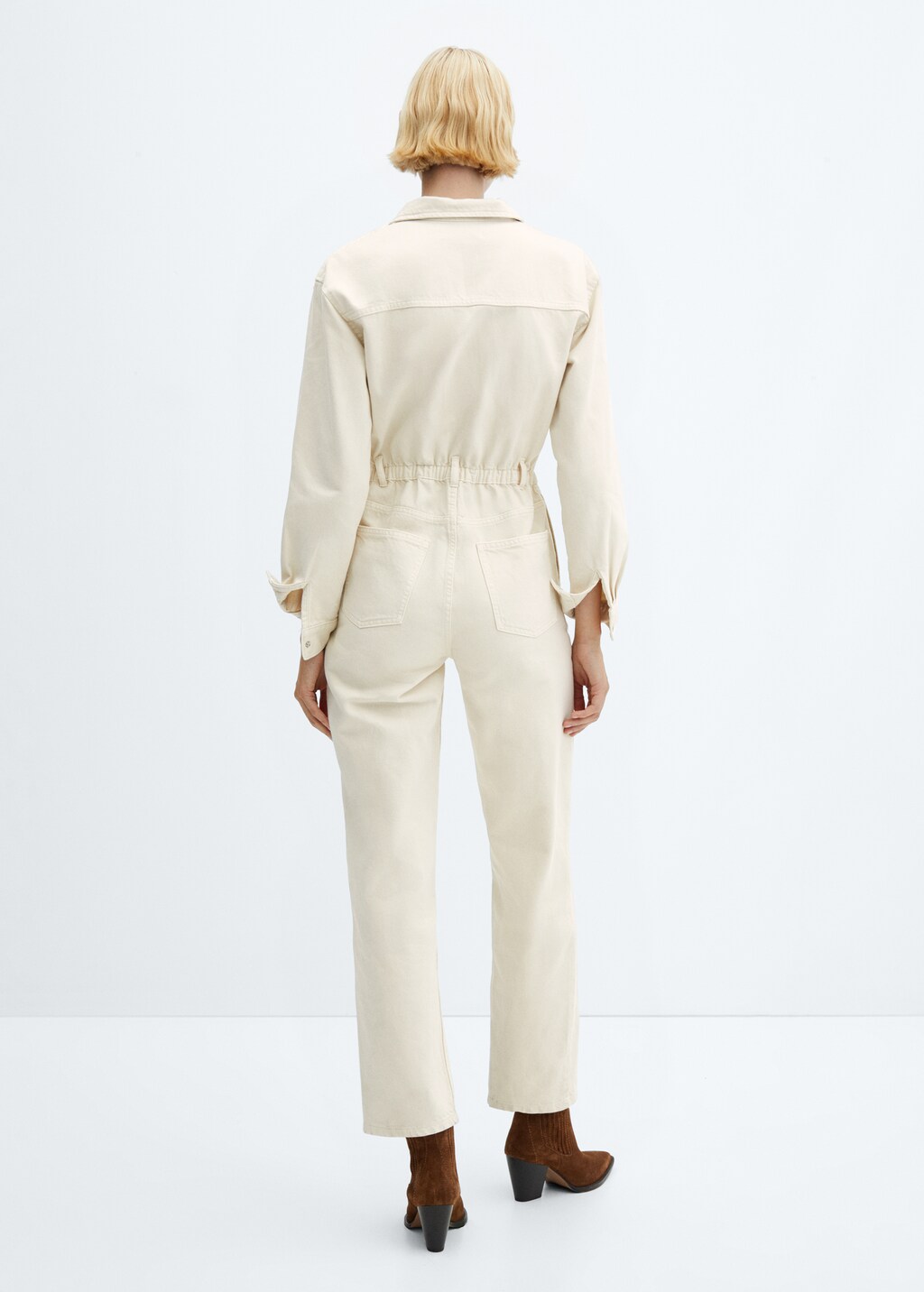 【新品】MANOF◼️TAILORED ALL IN ONE Long denim jumpsuit - Women | MANGO OUTLET USA