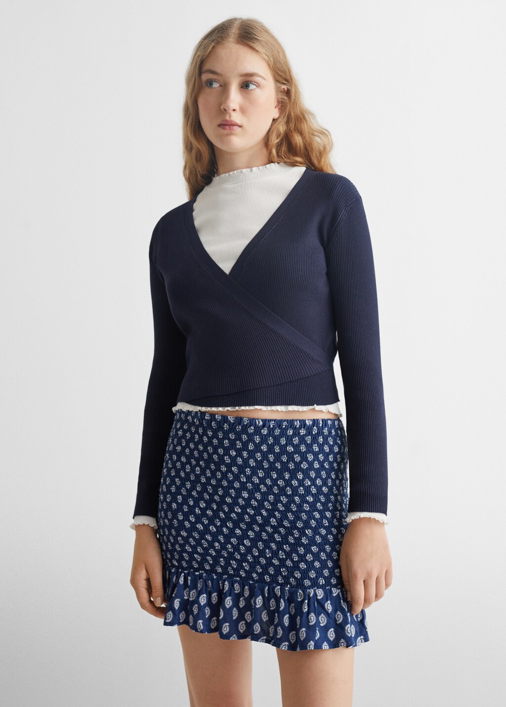 Printed pleated skirt - Teen Girl | MANGO OUTLET USA