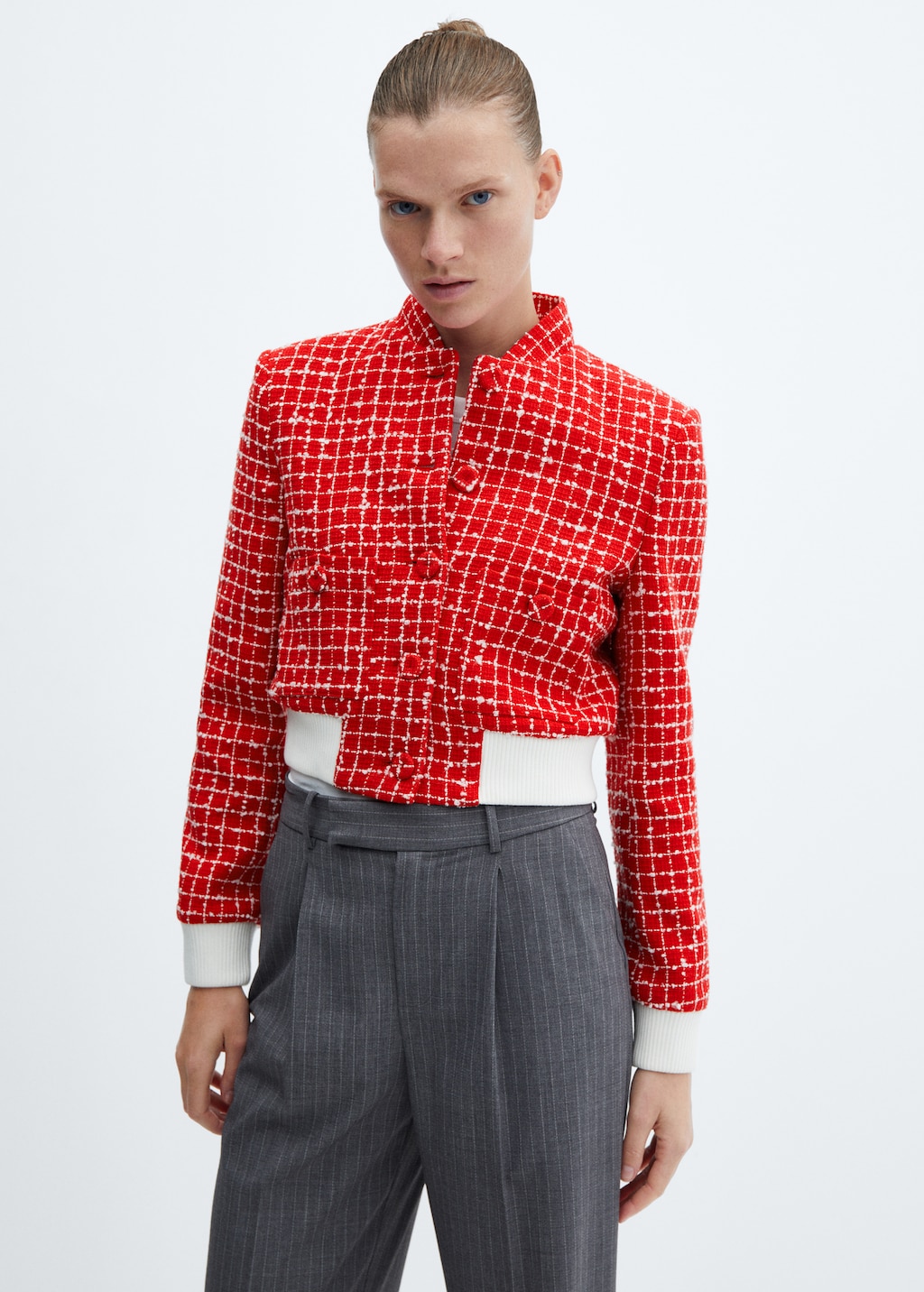 Tweed bomber jacket womens cheap