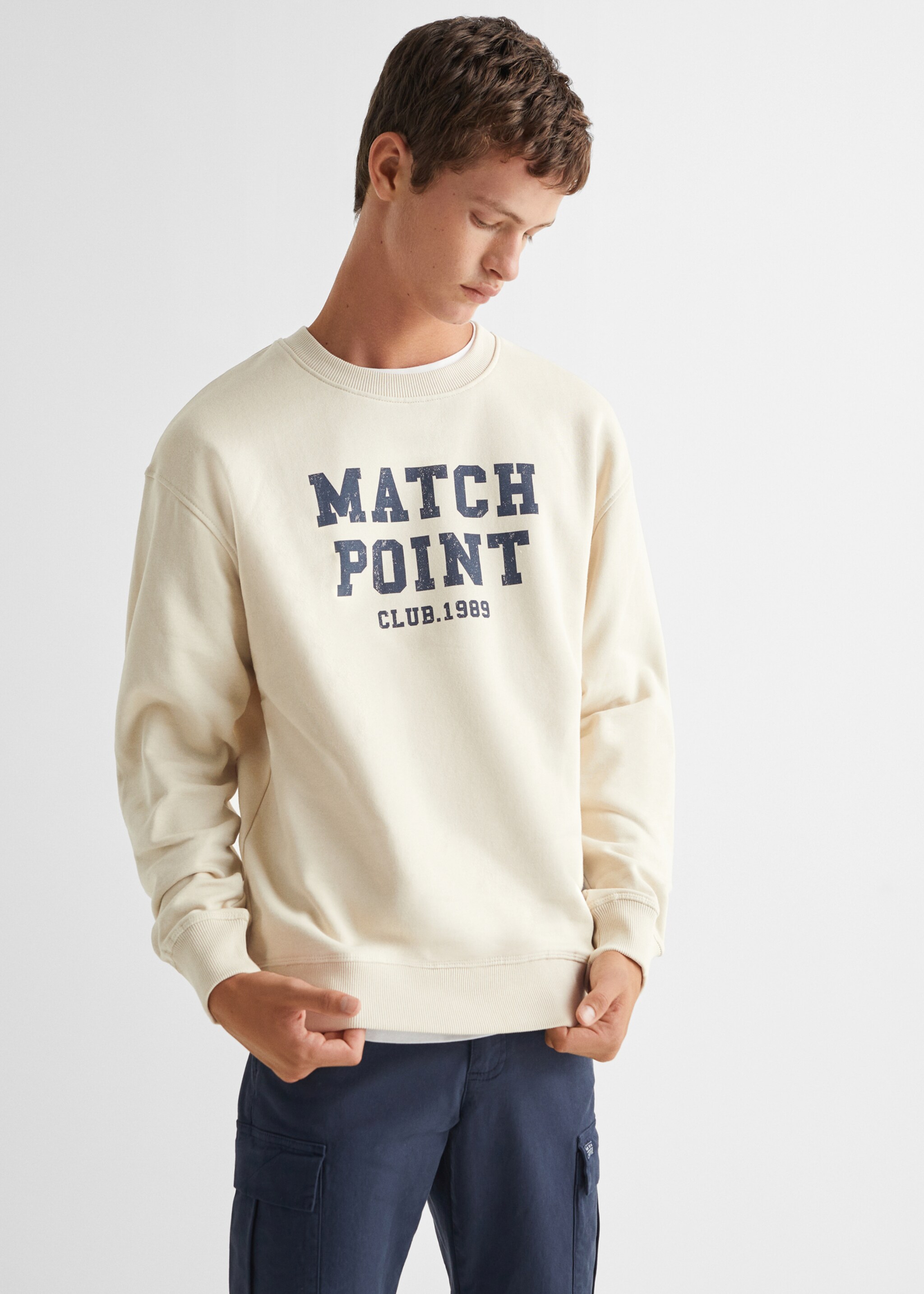 Feliratos gyapjú sweatshirt - Felezősík