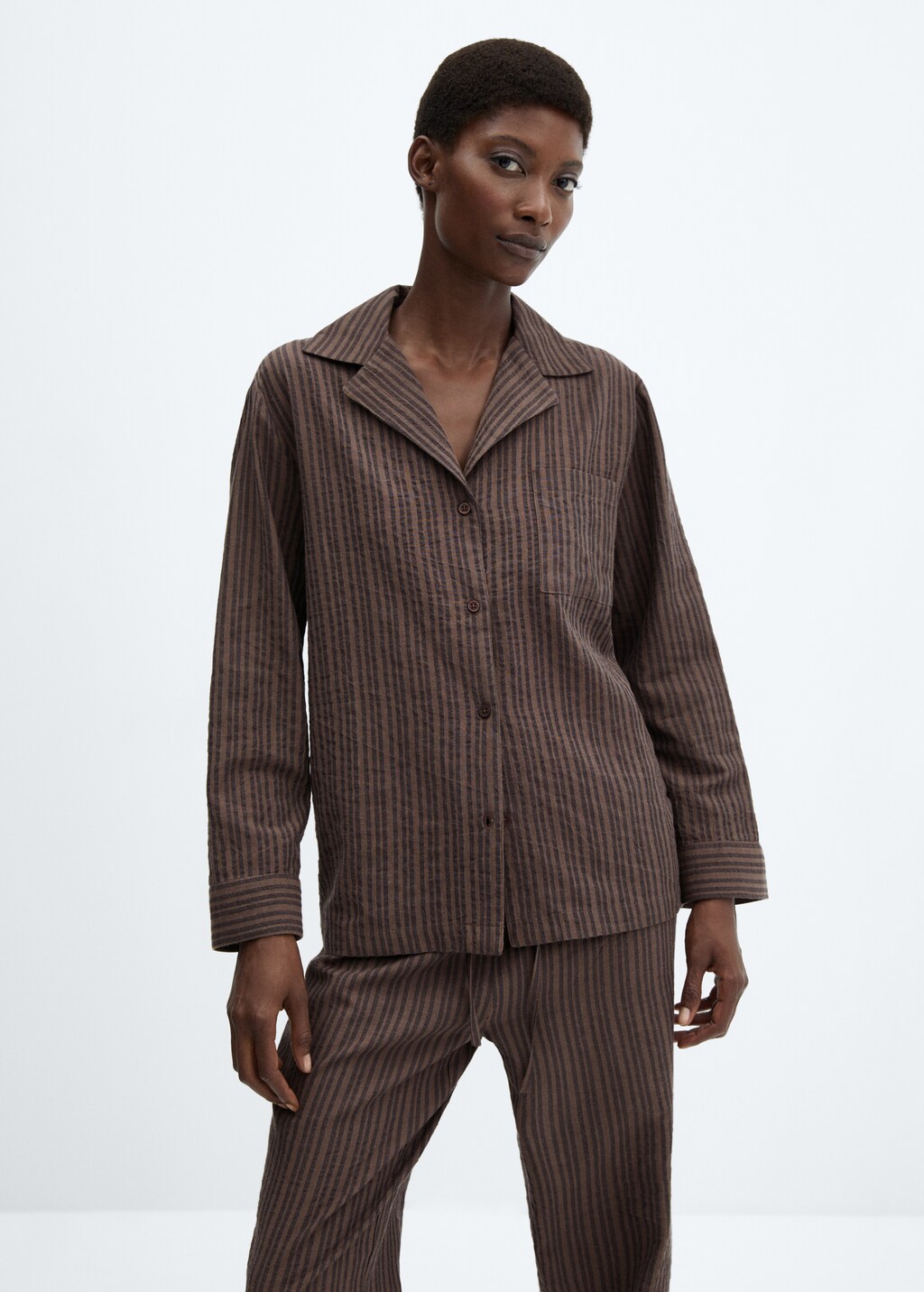 Pyjama long coton rayures