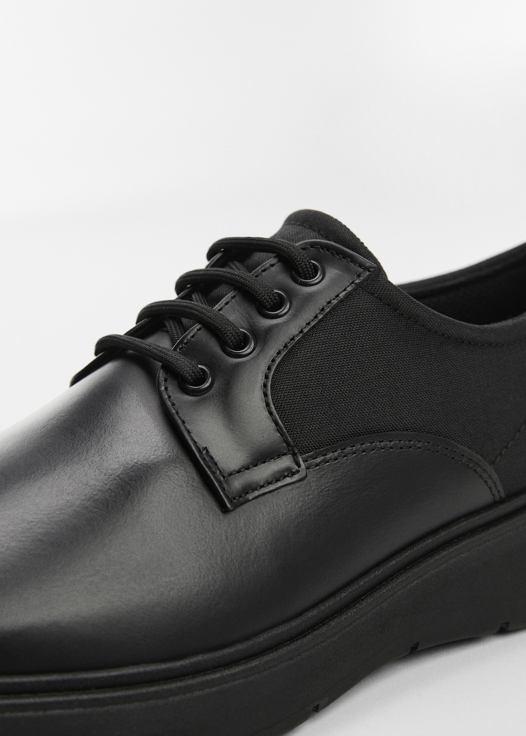 Mixed leather blucher - Men | MANGO OUTLET USA