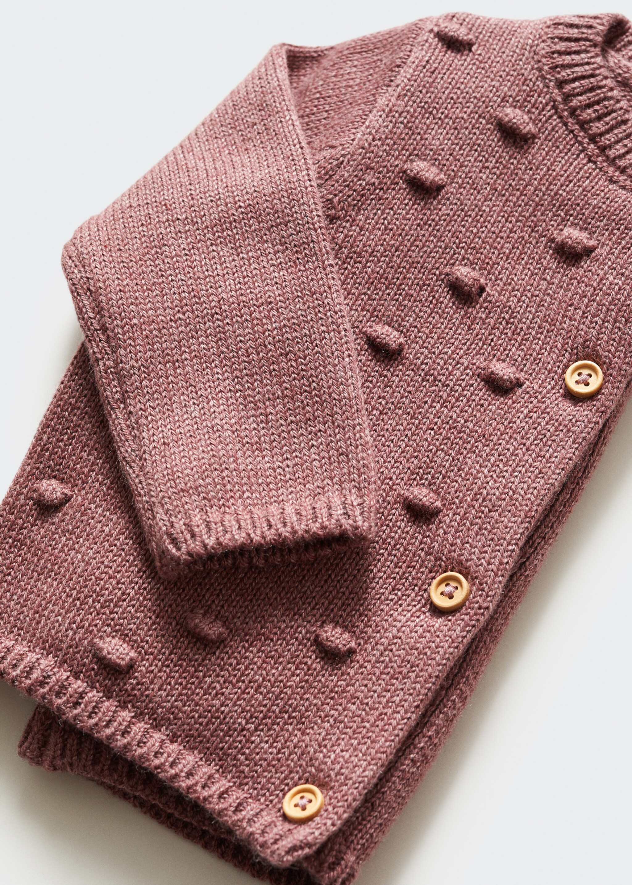 Embroidered knit cardigan - Details of the article 8, Pink. Ref: 57086710-00.