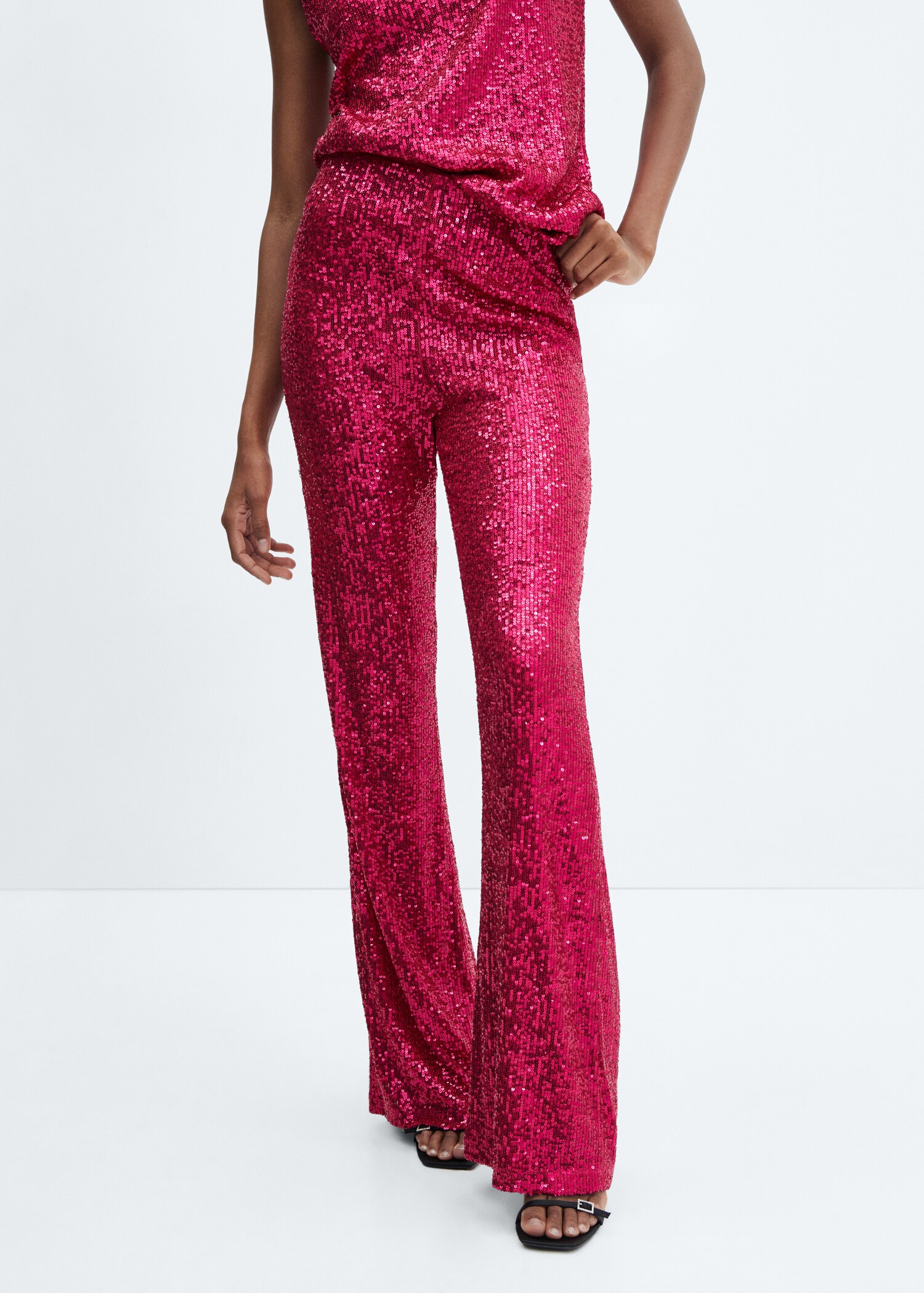 Flared broek met pailletten - Middenvlak