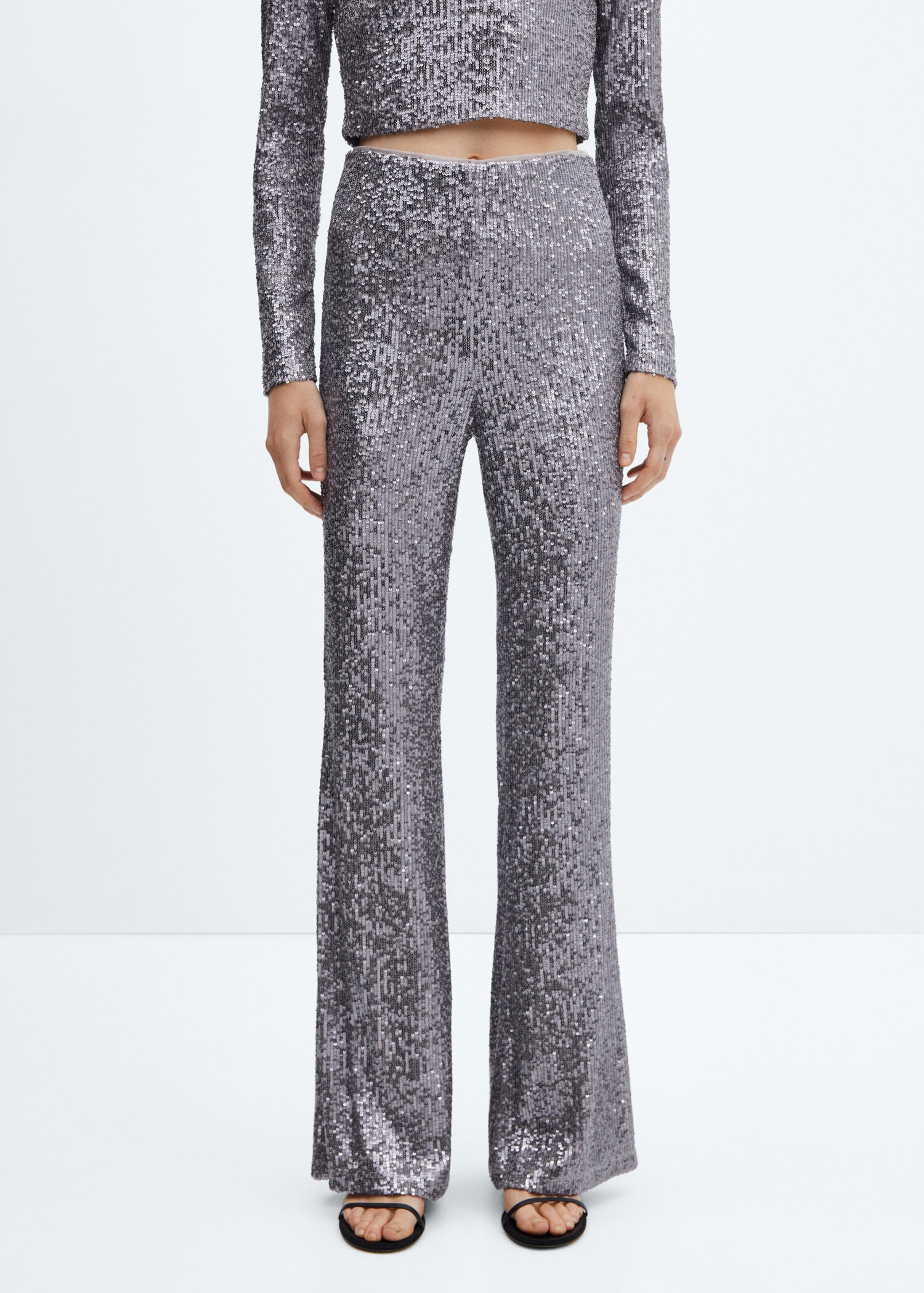 Flared broek met pailletten - Middenvlak