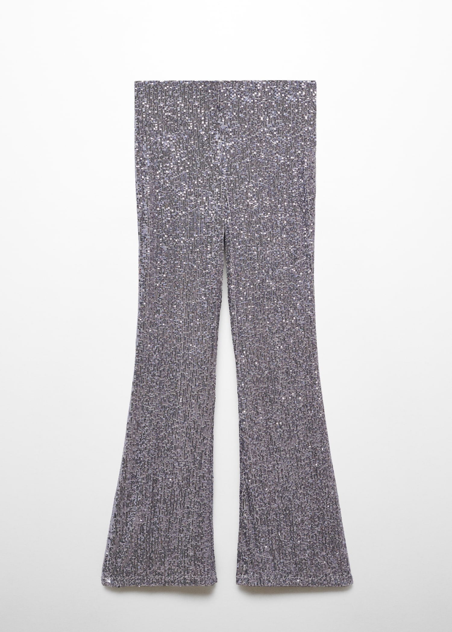 Flare Lentejuelas Plata Pantalon Palazzo Lentejuelas PANTALON