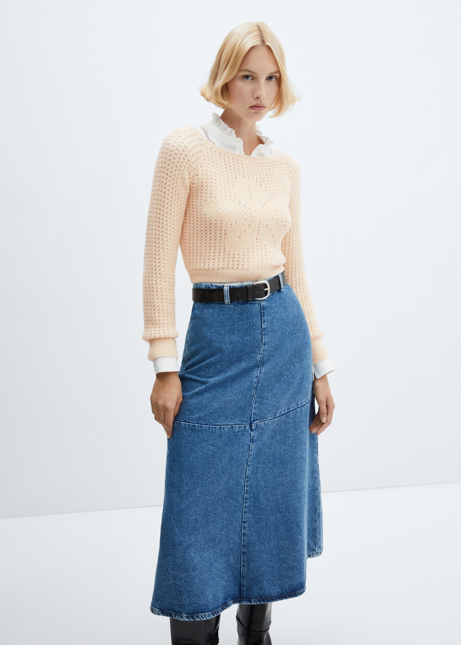 Openwork boat-neck sweater - Medium plane