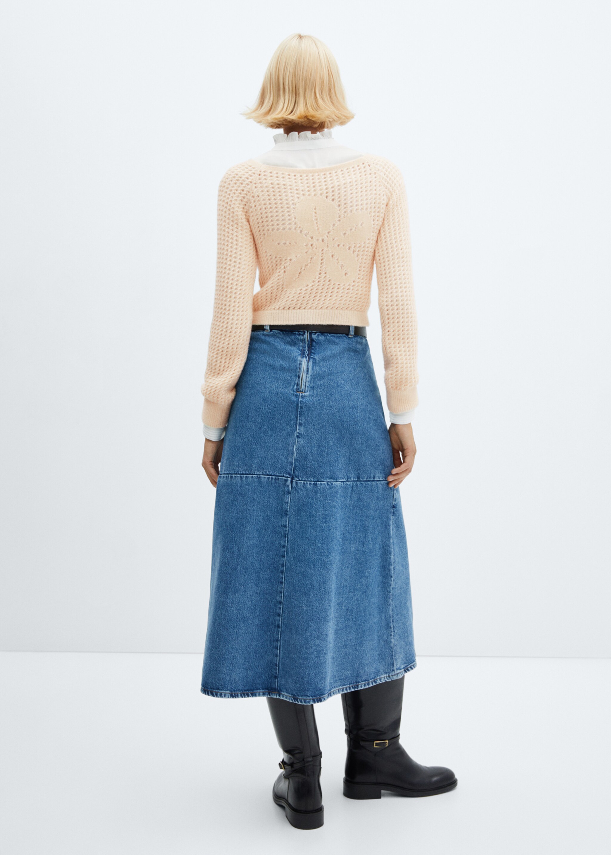 Pullover mit Bateau-Ausschnitt und Lochmuster - R&uuml;ckseite des Artikels