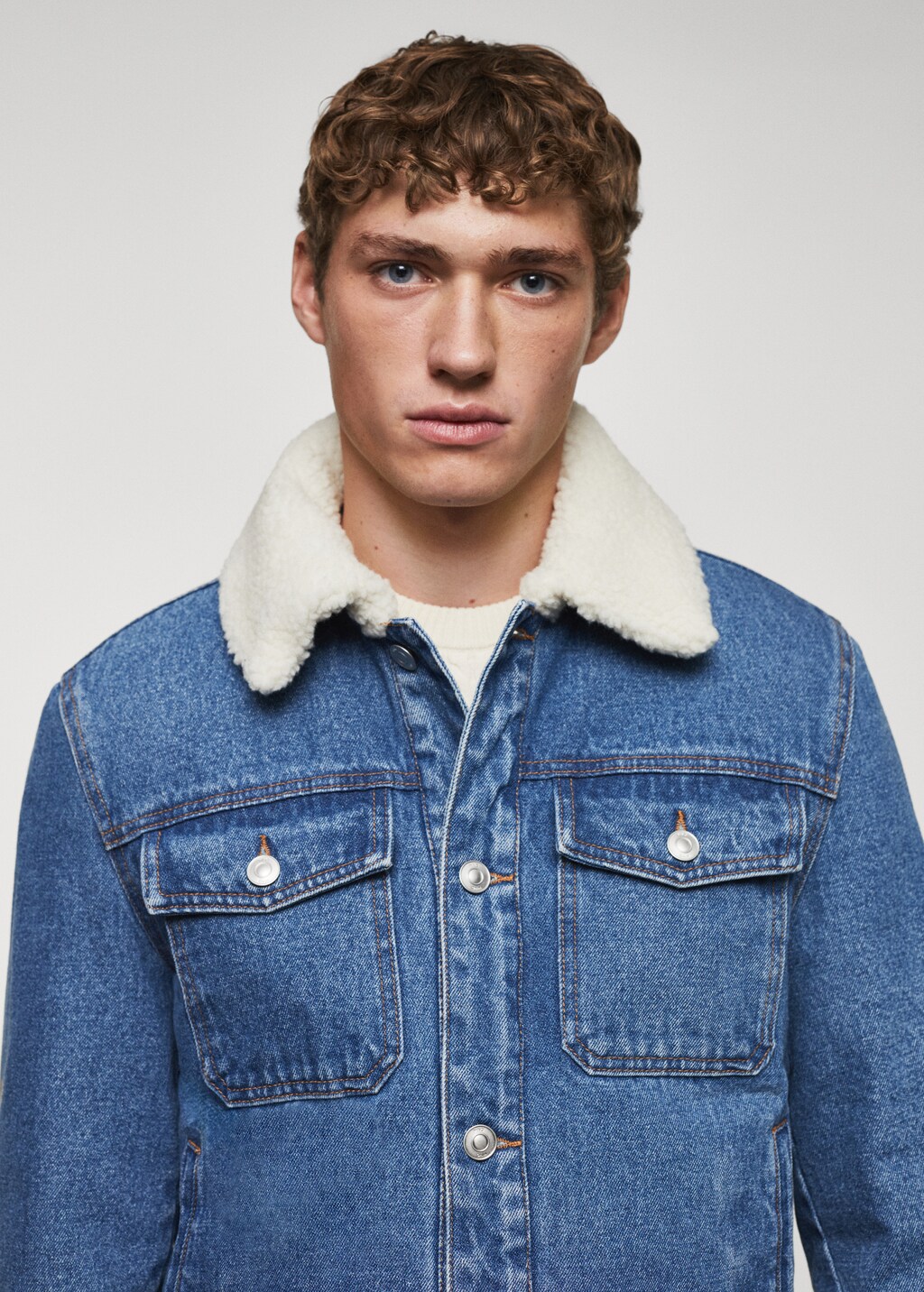 Real shearling denim jacket store