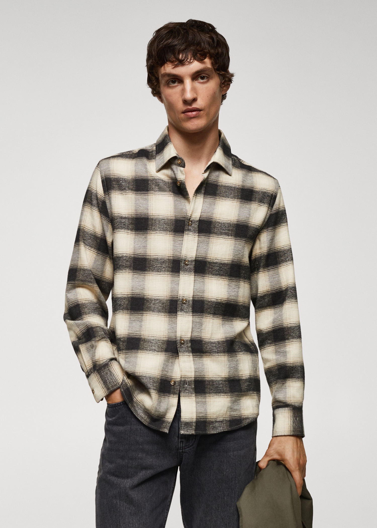 Camisa regular fit algodón cuadros - Main Image