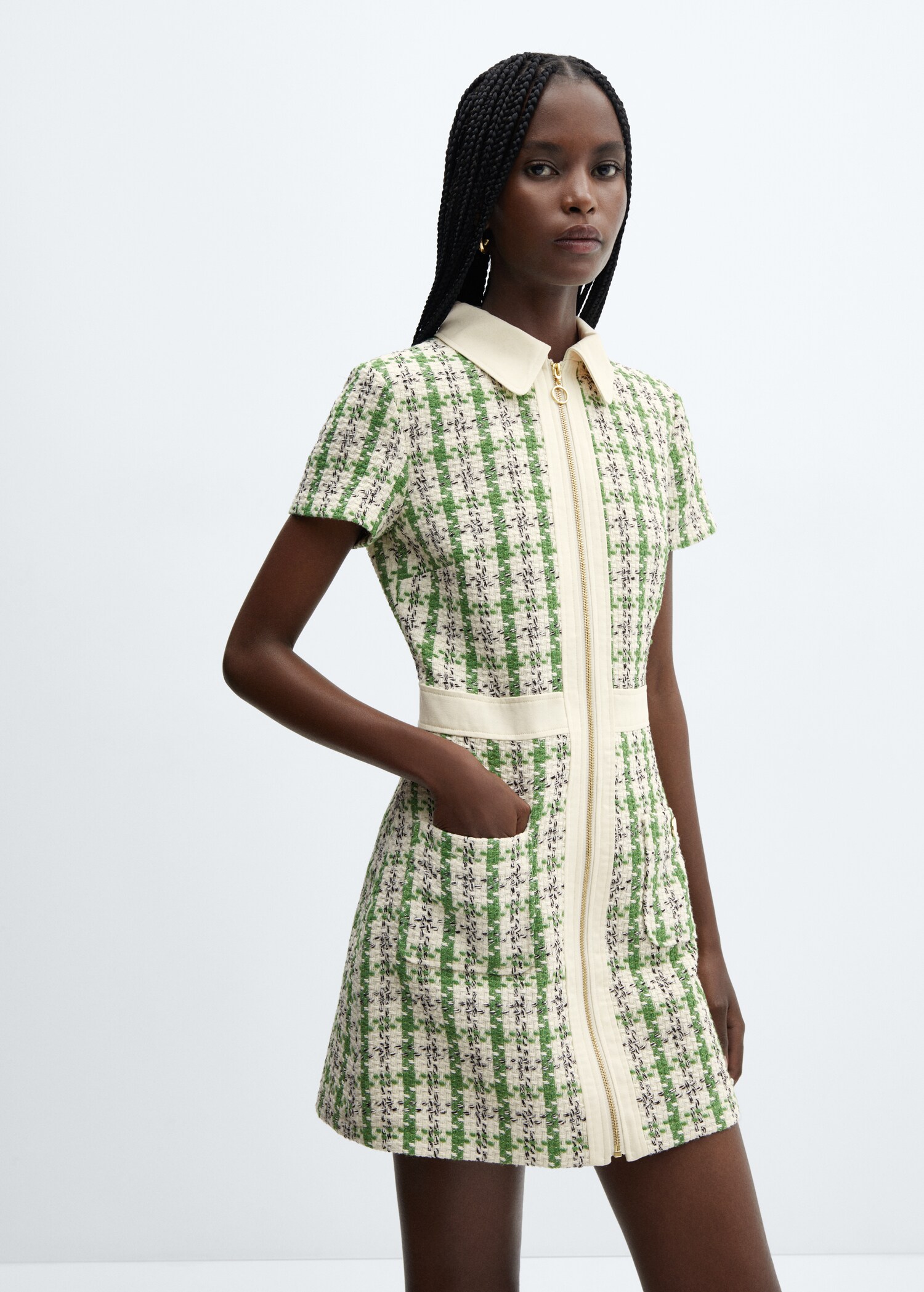 Tweed jurk met rits - Middenvlak