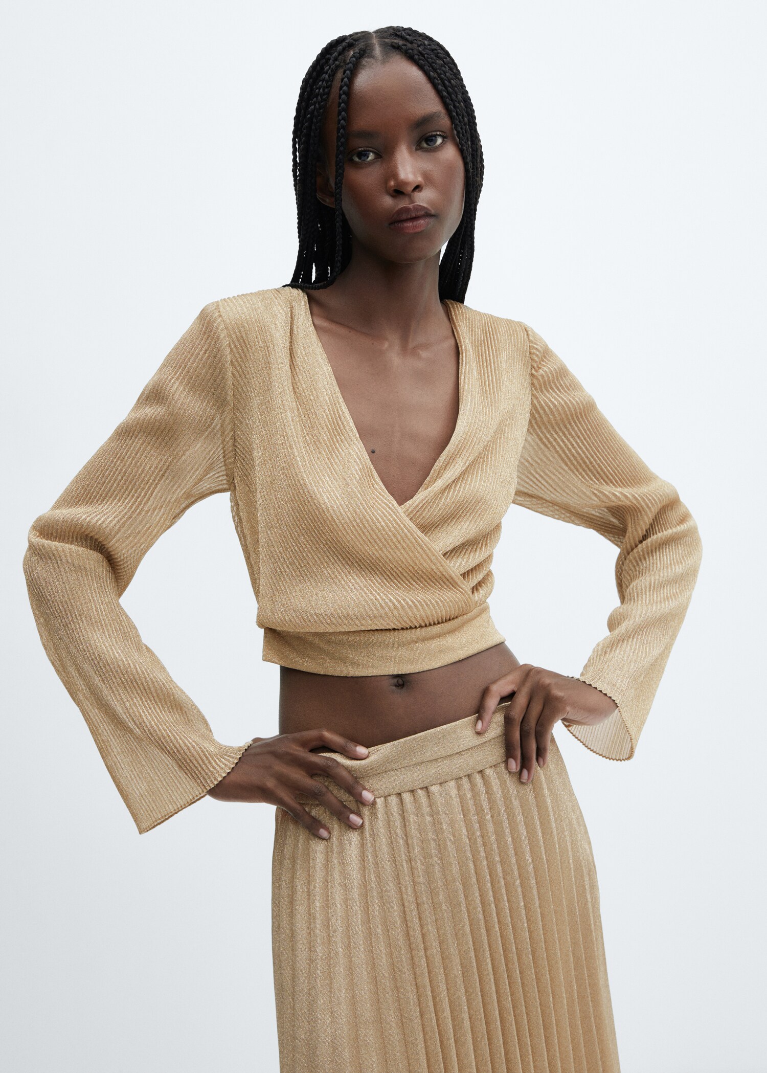 Blusa crop lúrex - Plano medio
