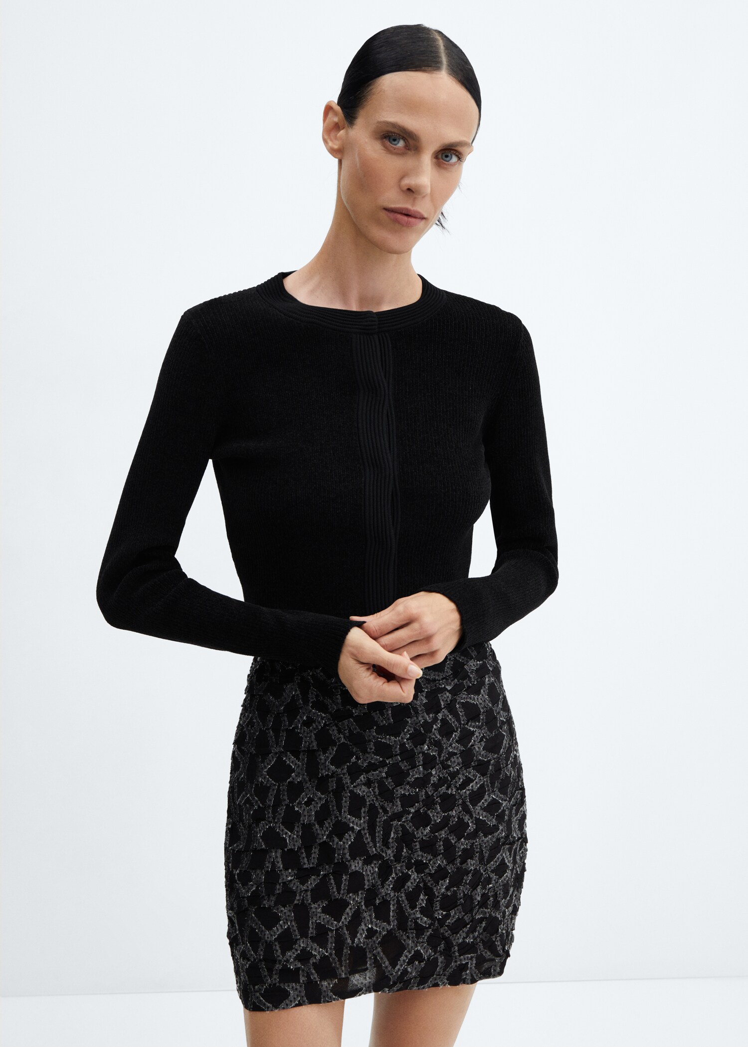 Chenille knitted cardigan - Medium plane