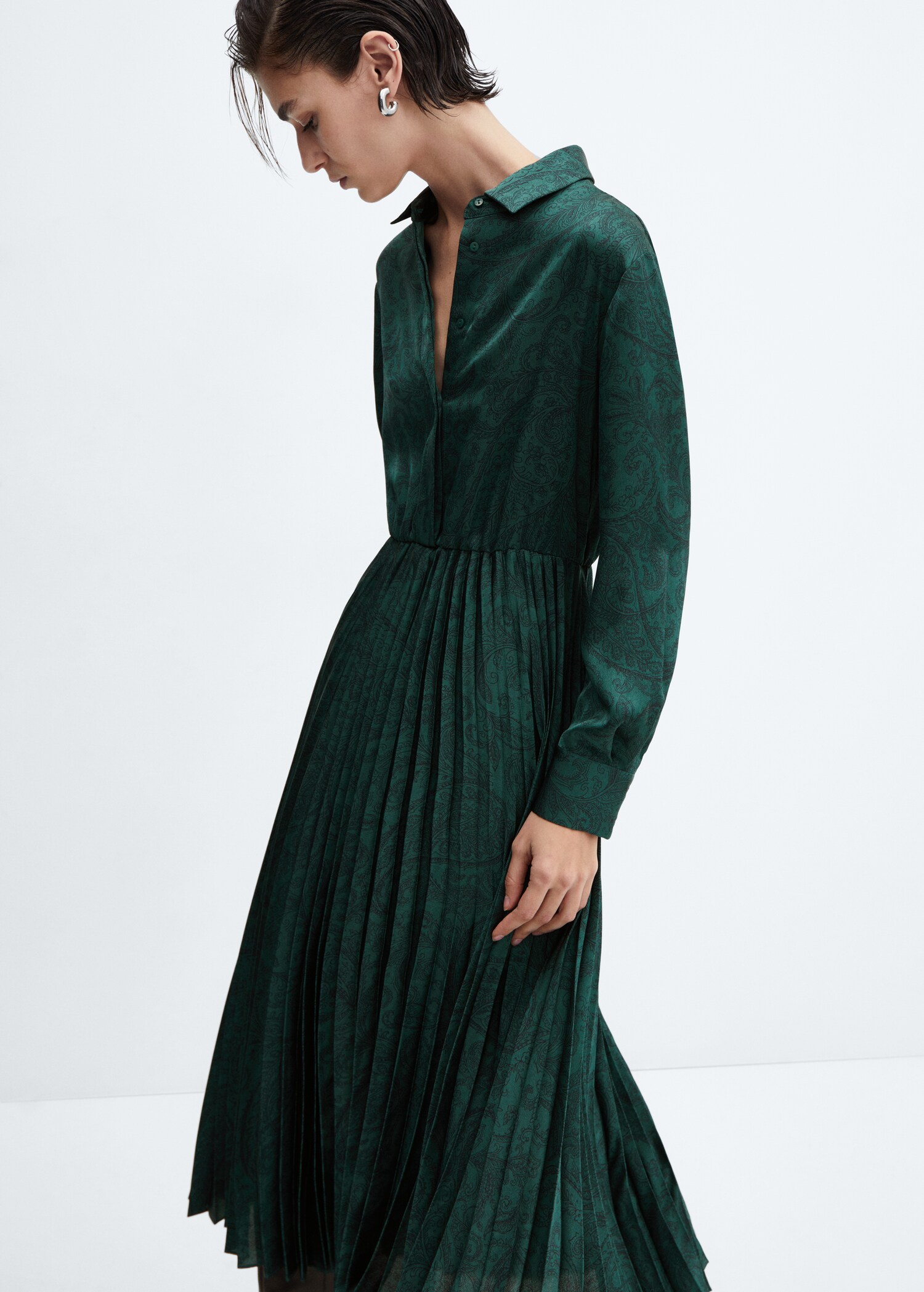 Paisley-print satin dress - Medium plane