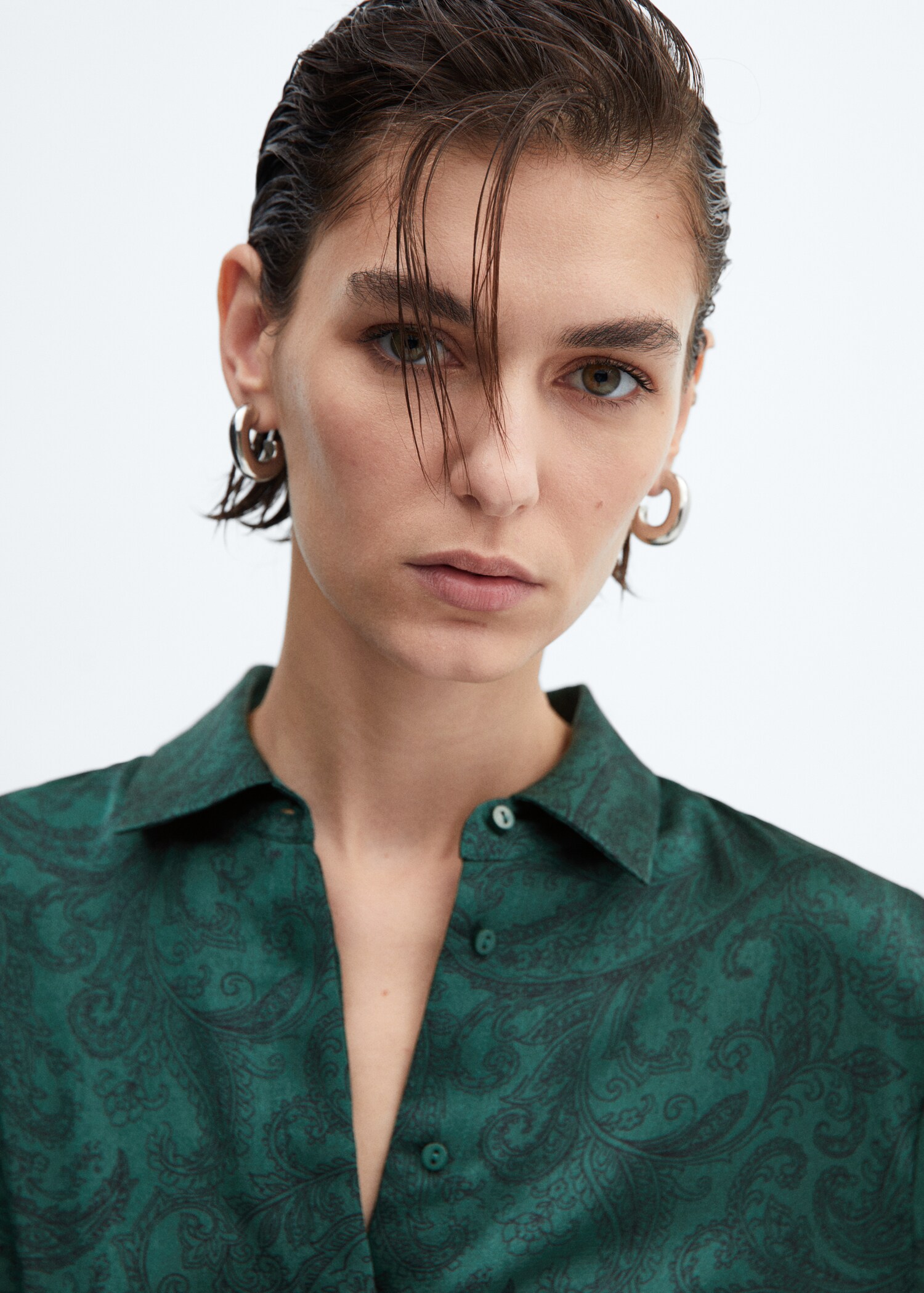 Paisley-print satin dress - Details of the article 1