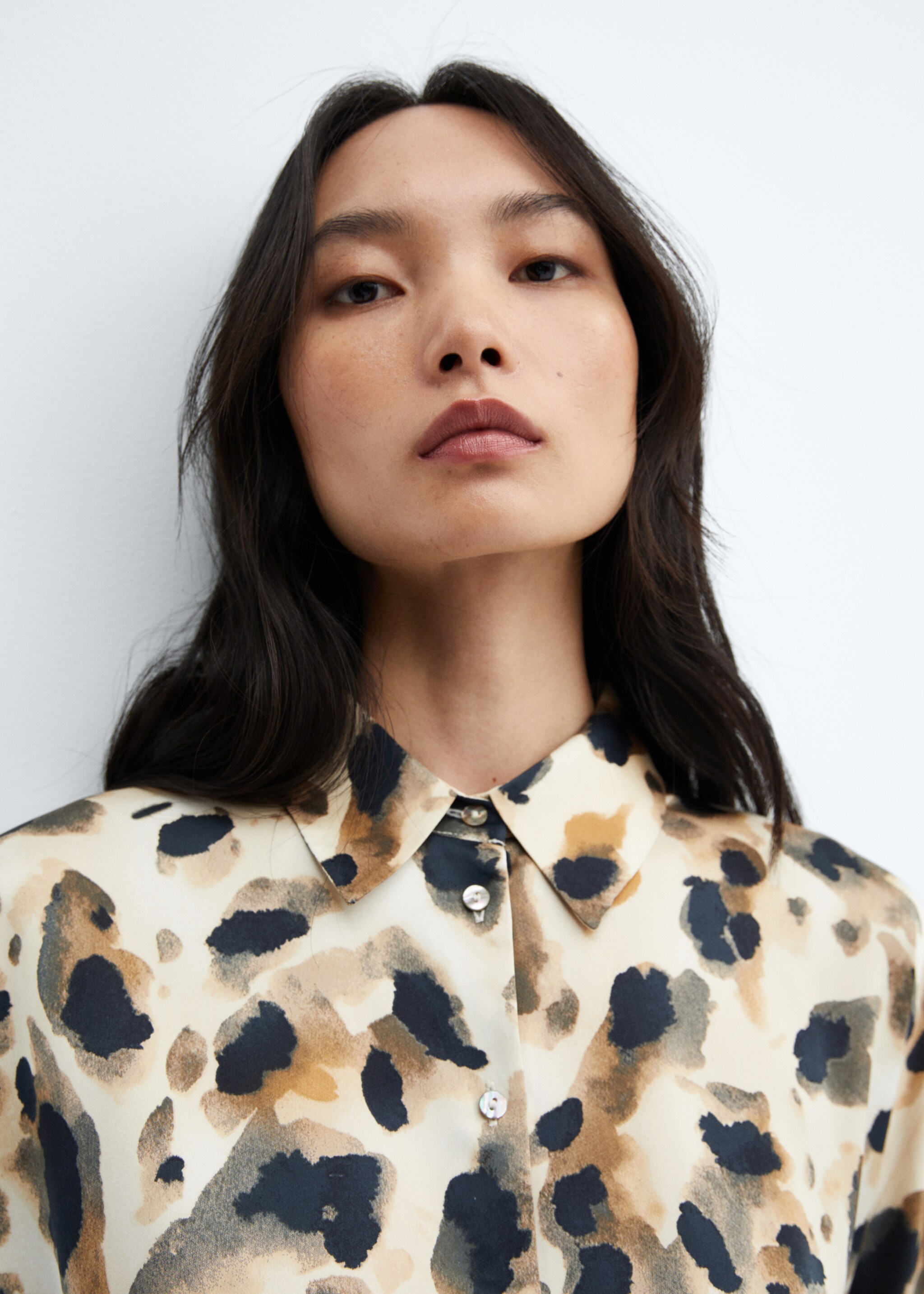 Leopard-print satin shirt - Details of the article 1