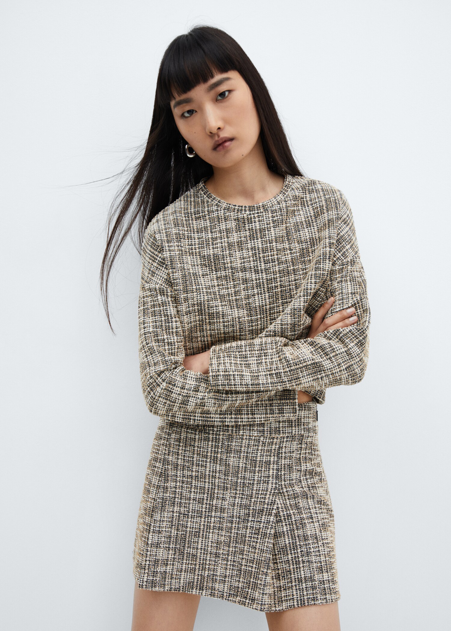 Sudadera tweed jaspeada - Plano medio