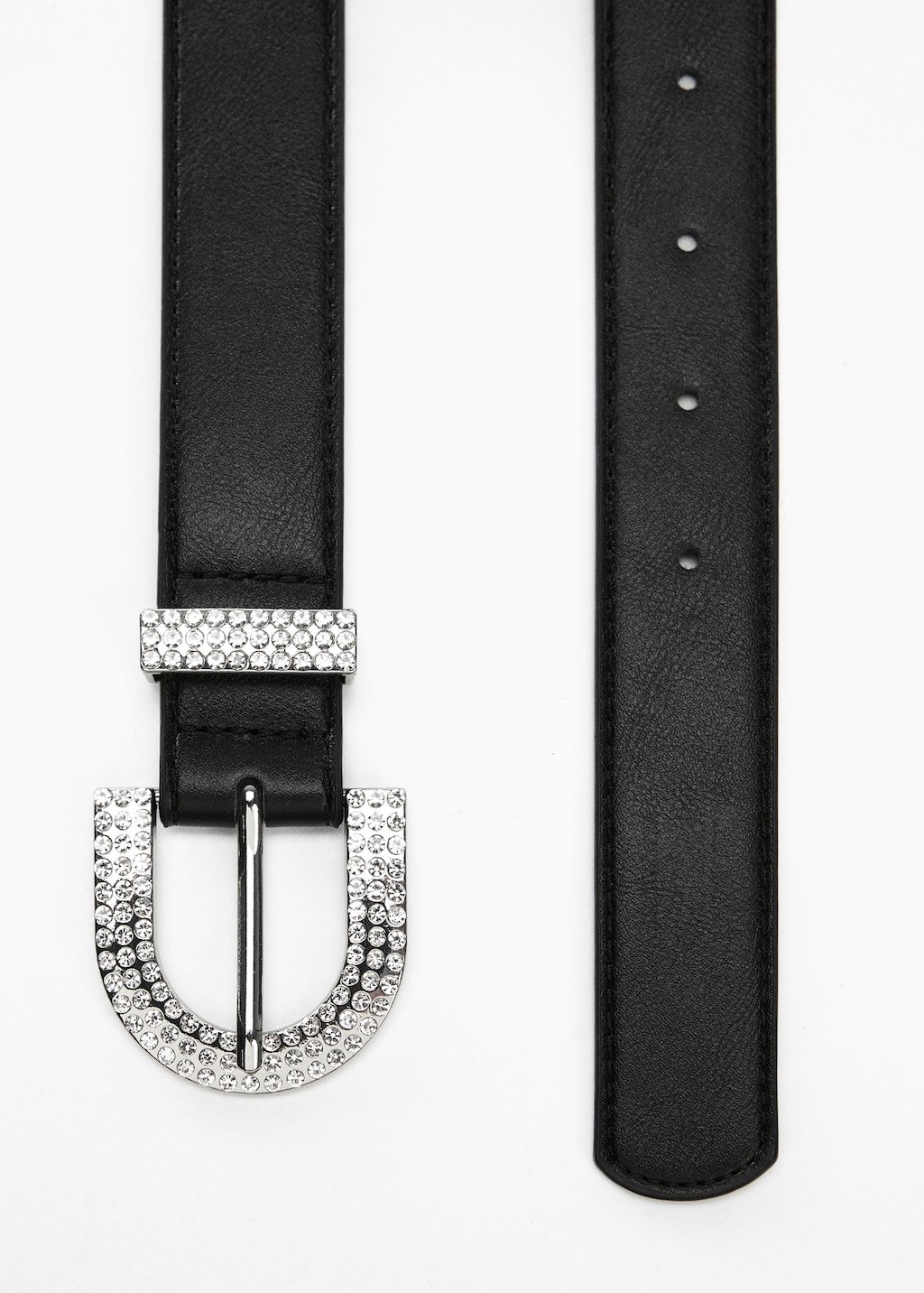 Faceted crystal buckle belt