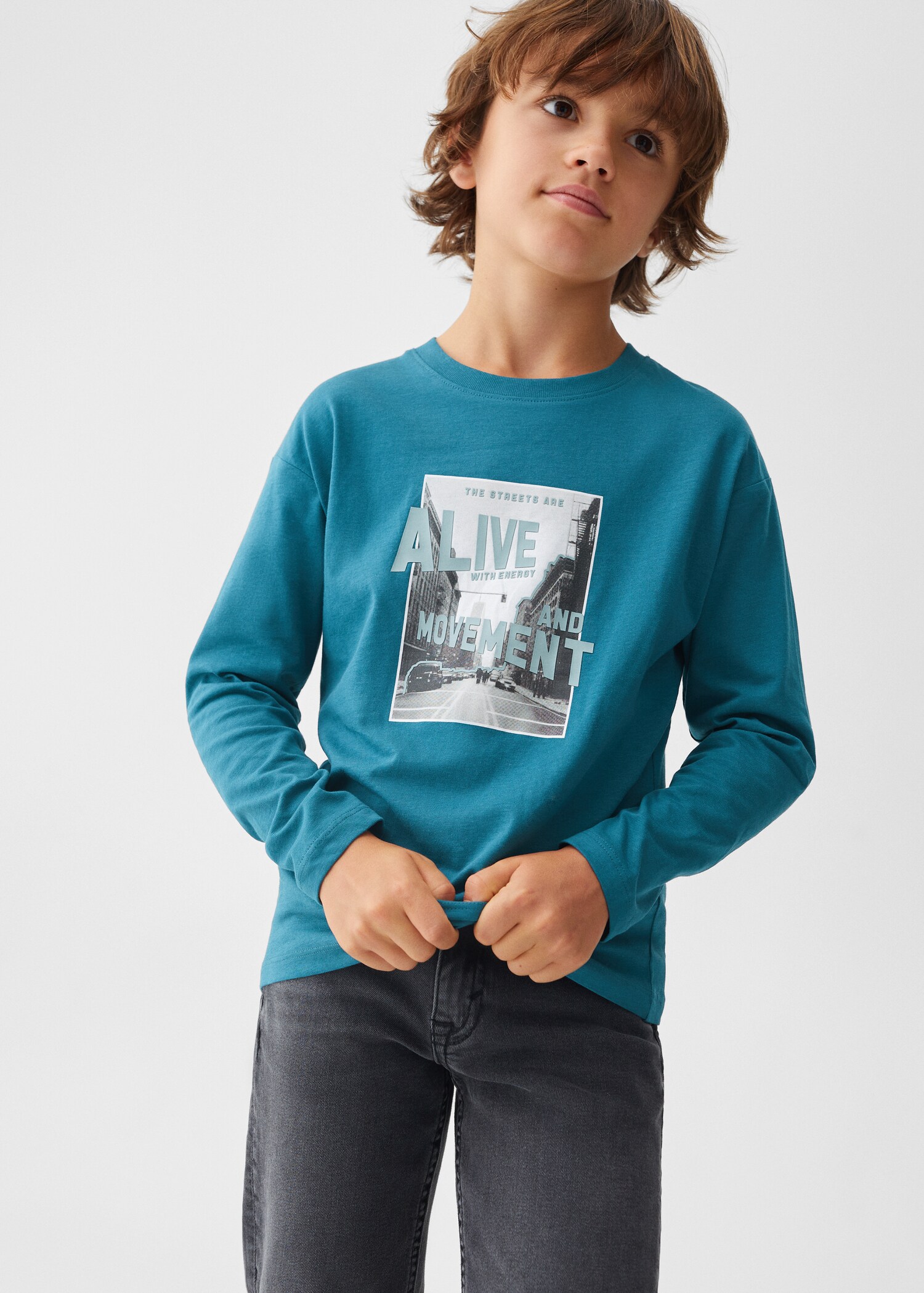 T-shirt manches longues imprimé - Plan moyen