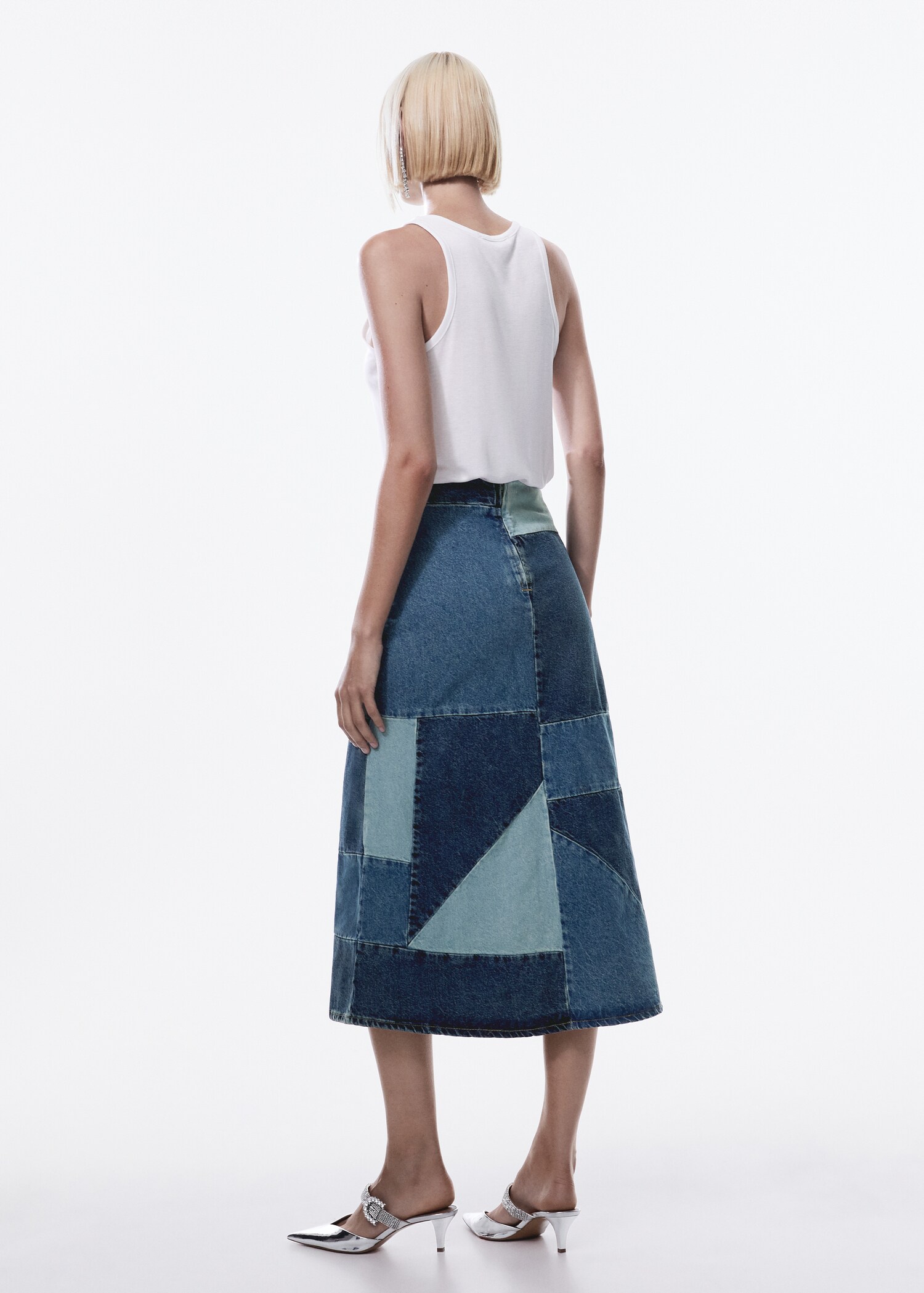 Falda vaquera patchwork - Reverso del artículo