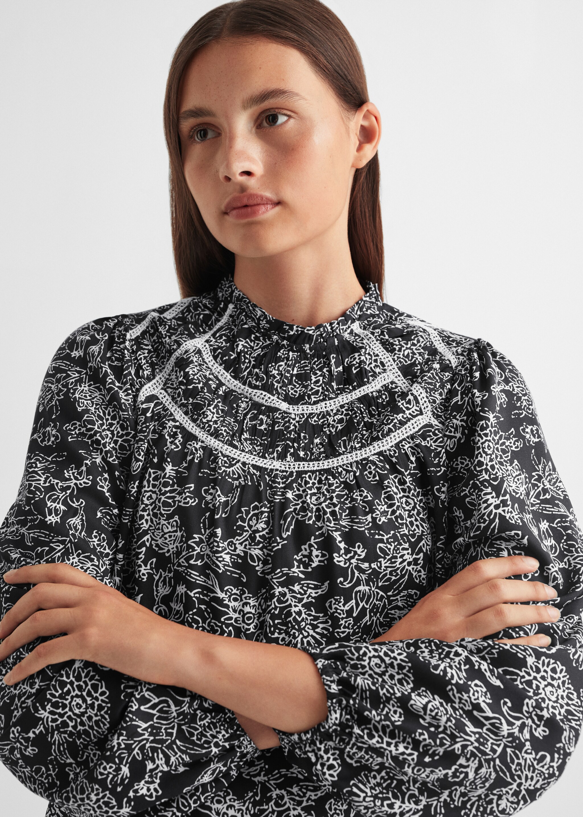 Πουκάμισο εμπριμέ - Λεπτομέρεια του προϊόντος 1, Μαύρο. Ref: 57087898-00.