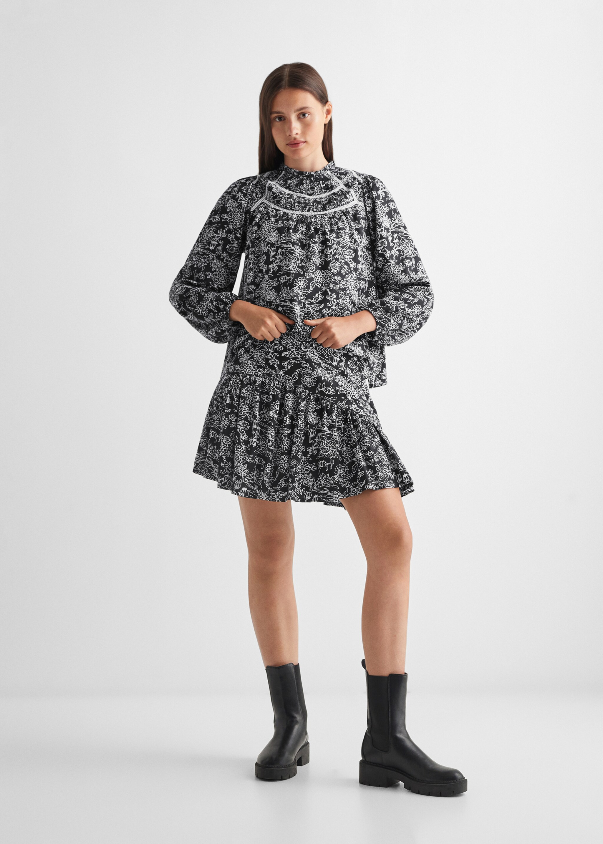 Πουκάμισο εμπριμέ - Λεπτομέρεια του προϊόντος 2, Μαύρο. Ref: 57087898-00.