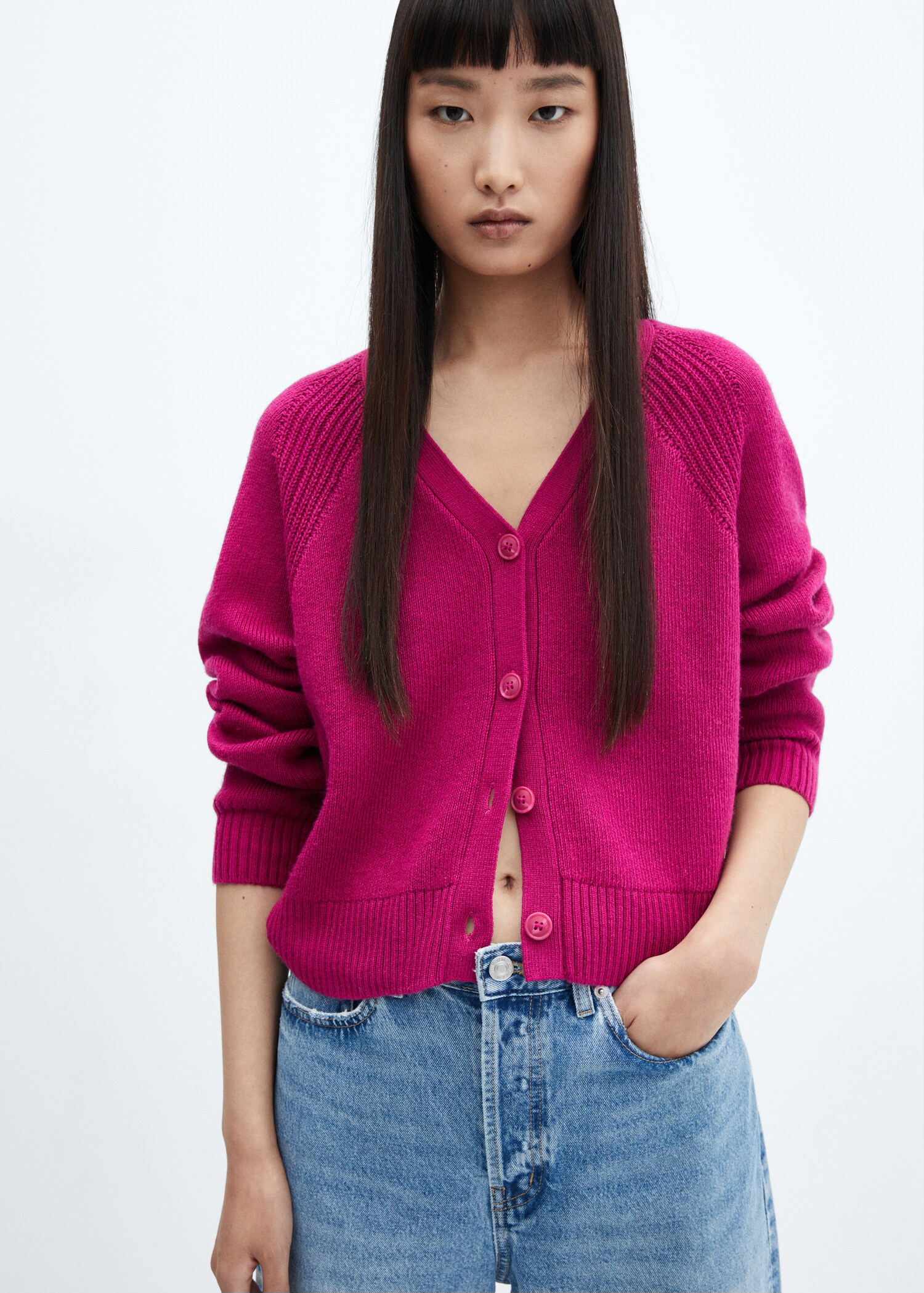 Strickjacke mit Knöpfen - Mittlere Ansicht
