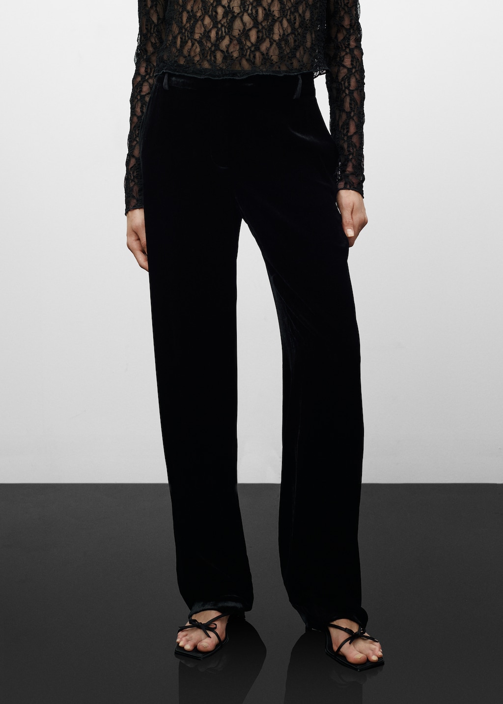 Velvet wideleg trousers Women MANGO OUTLET Greece