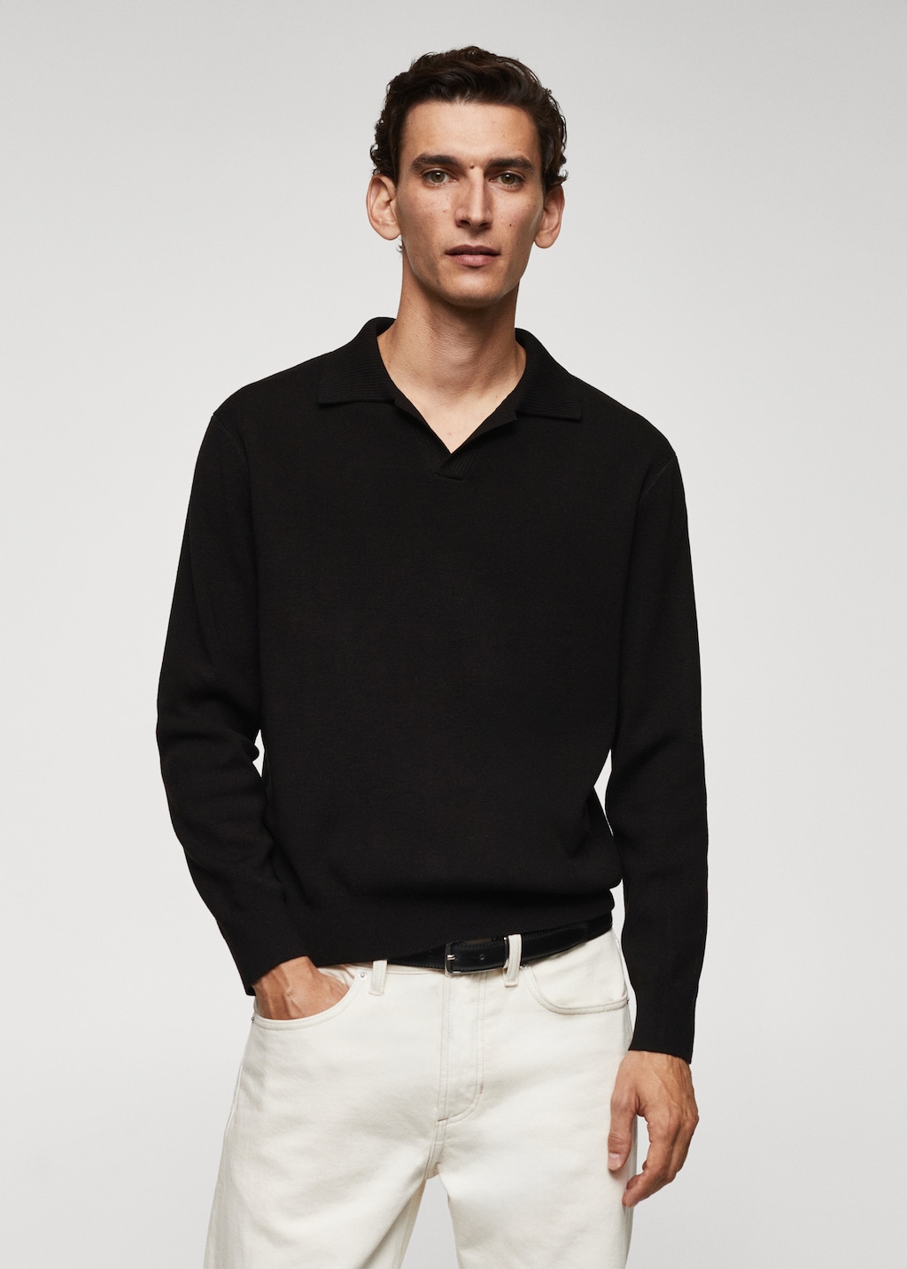 Polo collar wool sweater