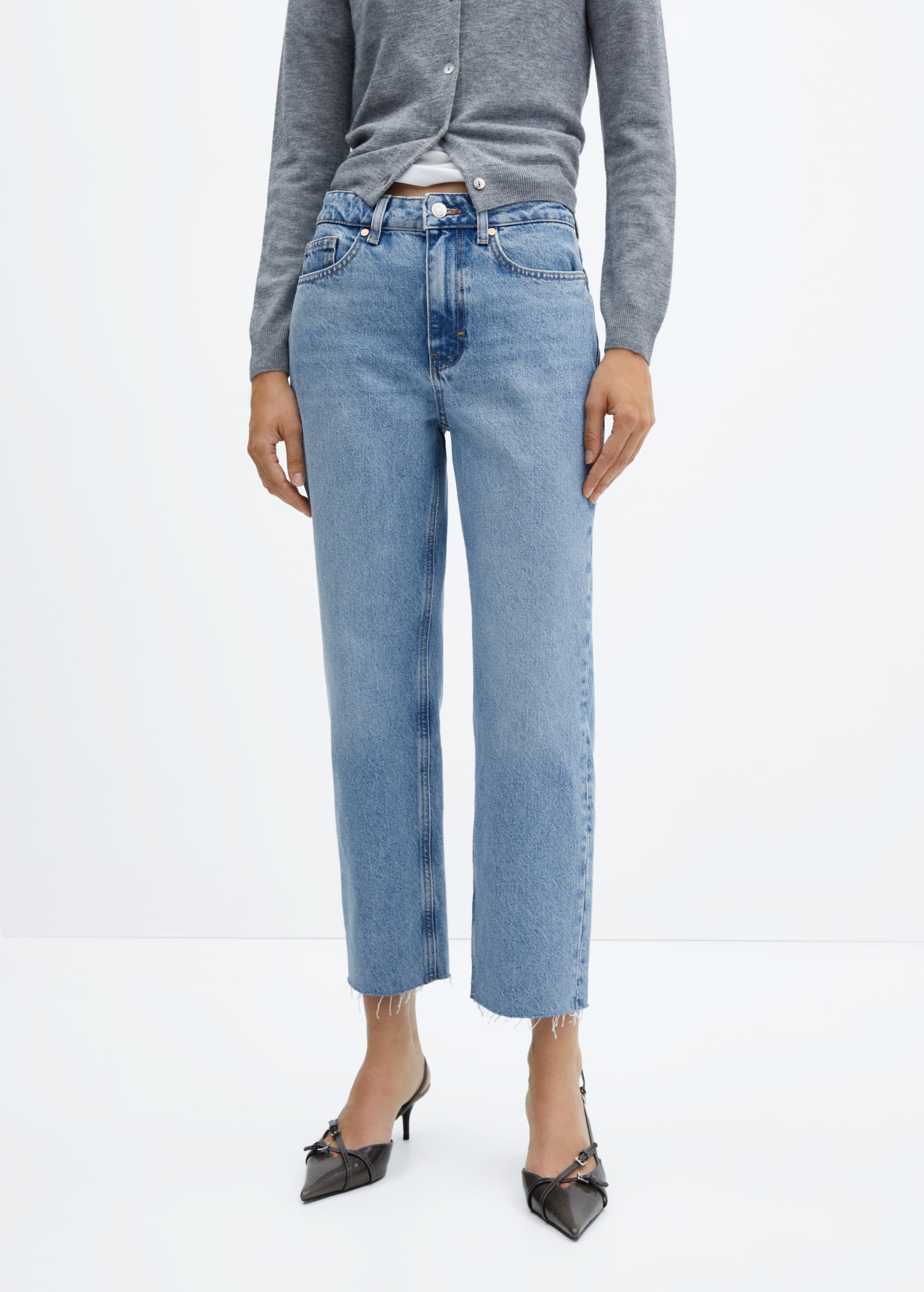 High waist straight jeans - Medium plane