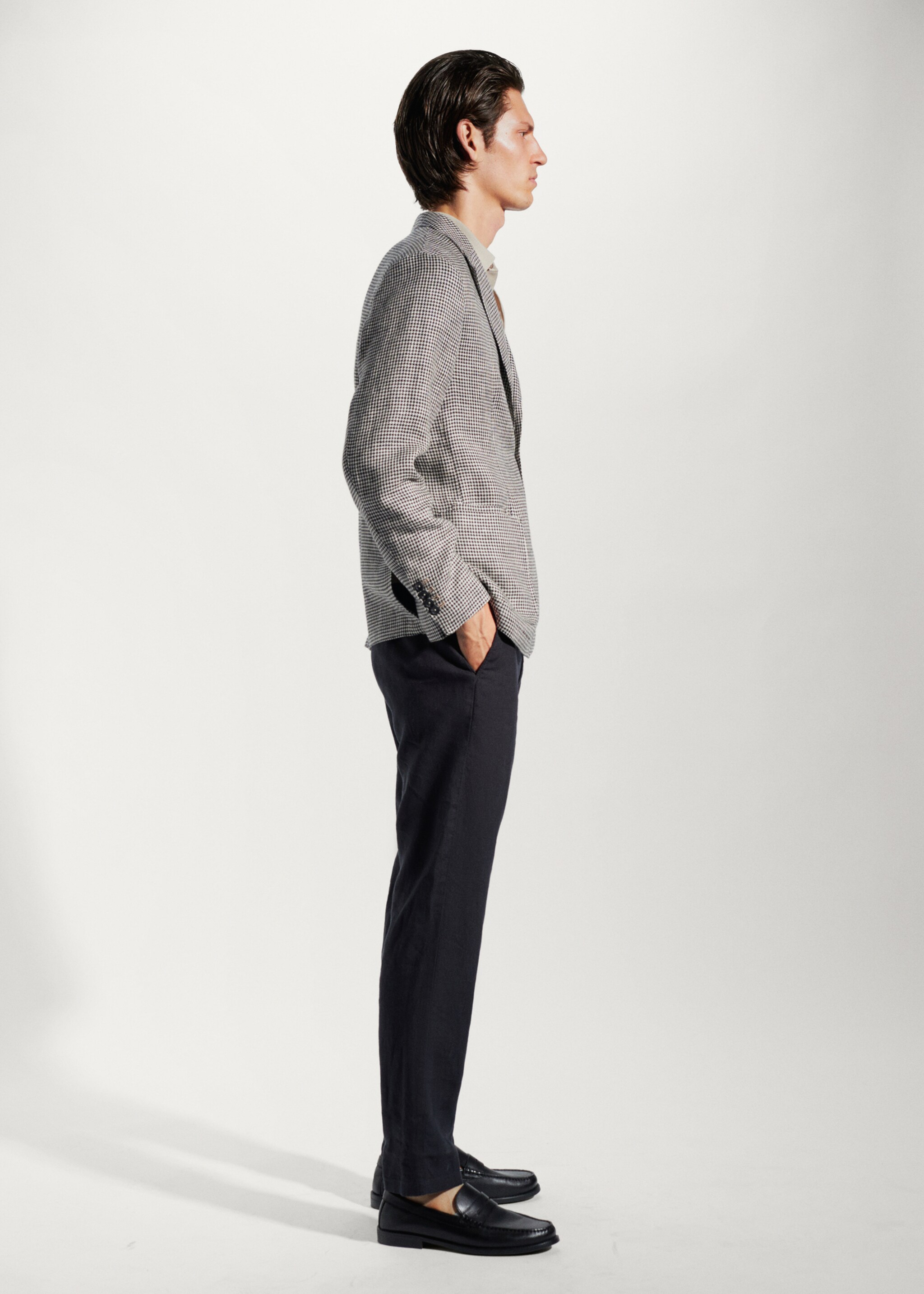 100% linen micro-houndstooth jacket - Details of the article 2