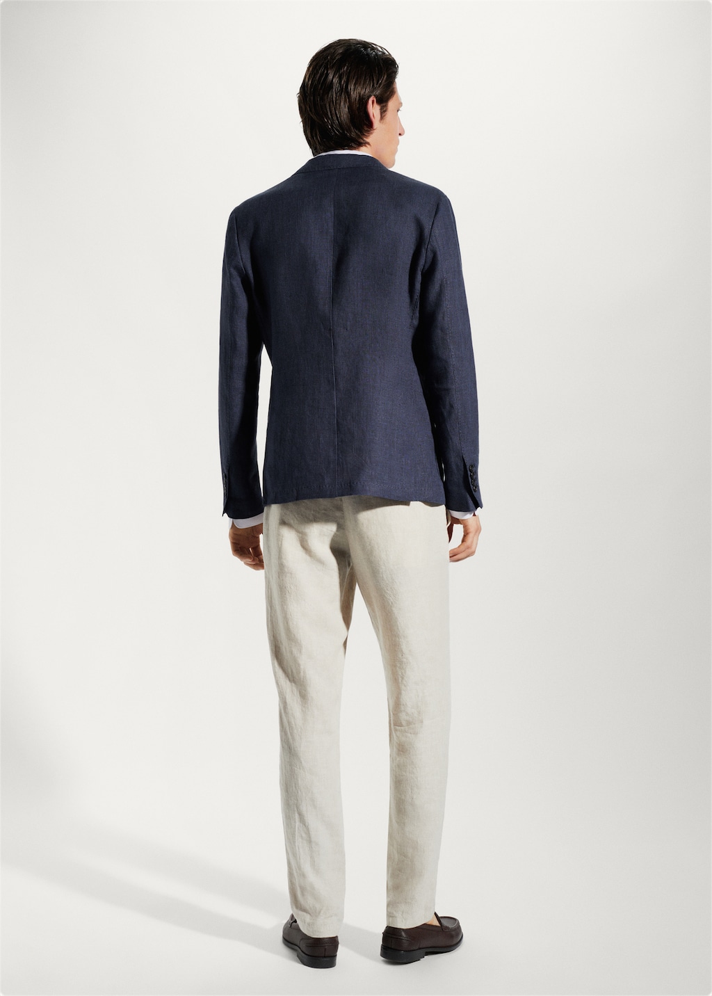 〜90's Harrods Navy Linen 3B Tailored JKT Navy Linen Leisure Jacket| SPIER & MACKAY