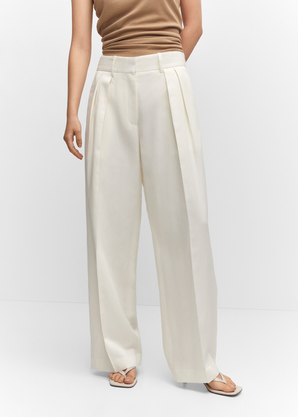 Wideleg pleated trousers Women MANGO OUTLET Latvia