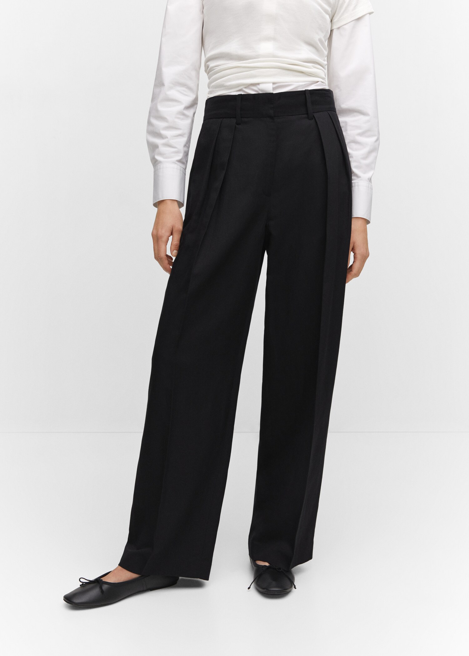 Wideleg pleated trousers - Medium plane