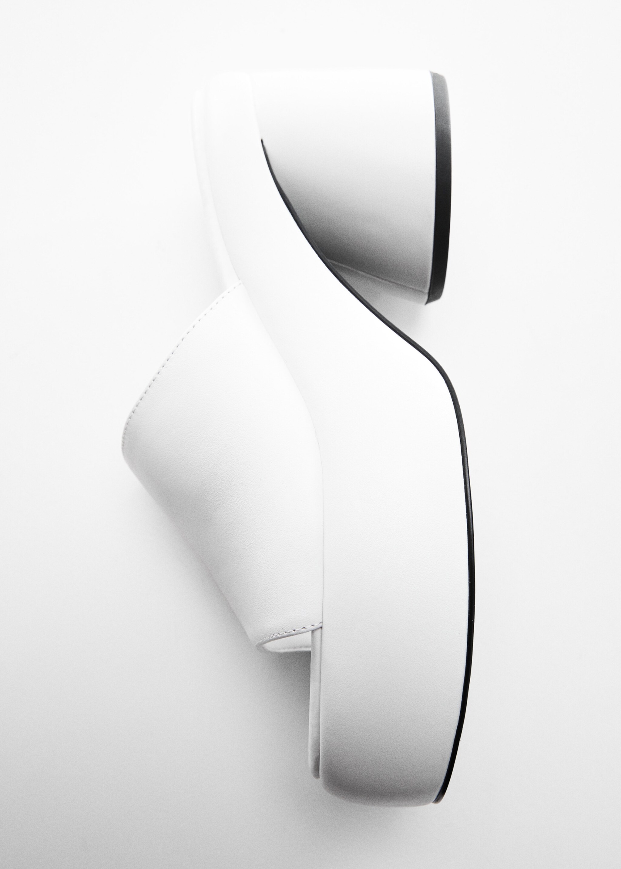 Leather block-heel sandals - Details of the article 5, White. Ref: 57093253-00.