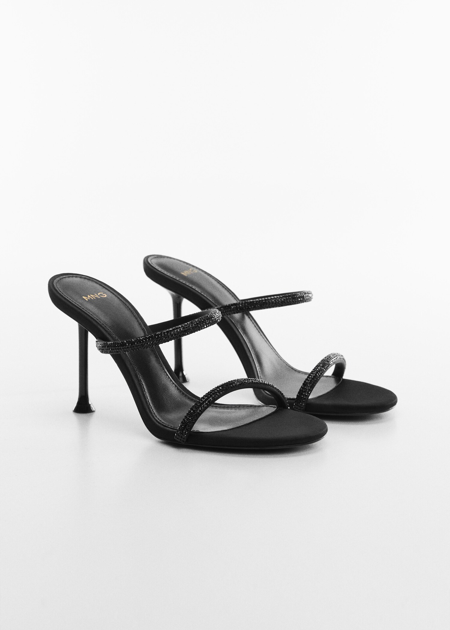 Heeled sandals with rhinestone straps - Medium plane