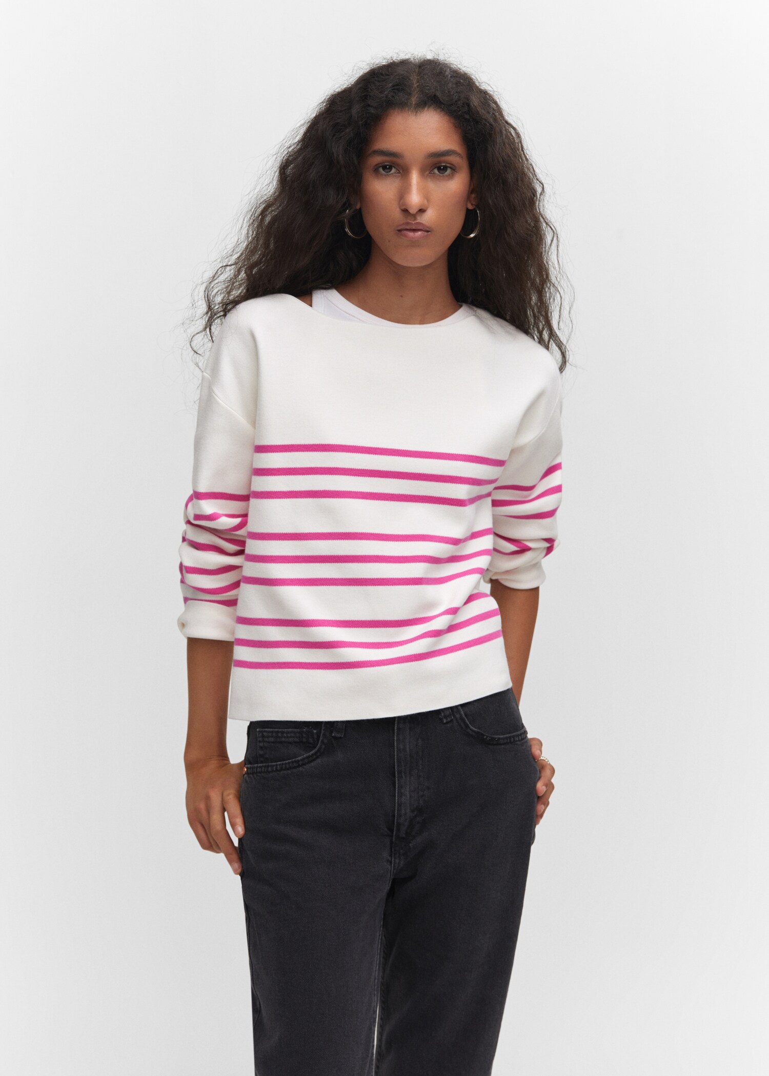 Boat-neck knitted sweater - Medium plane