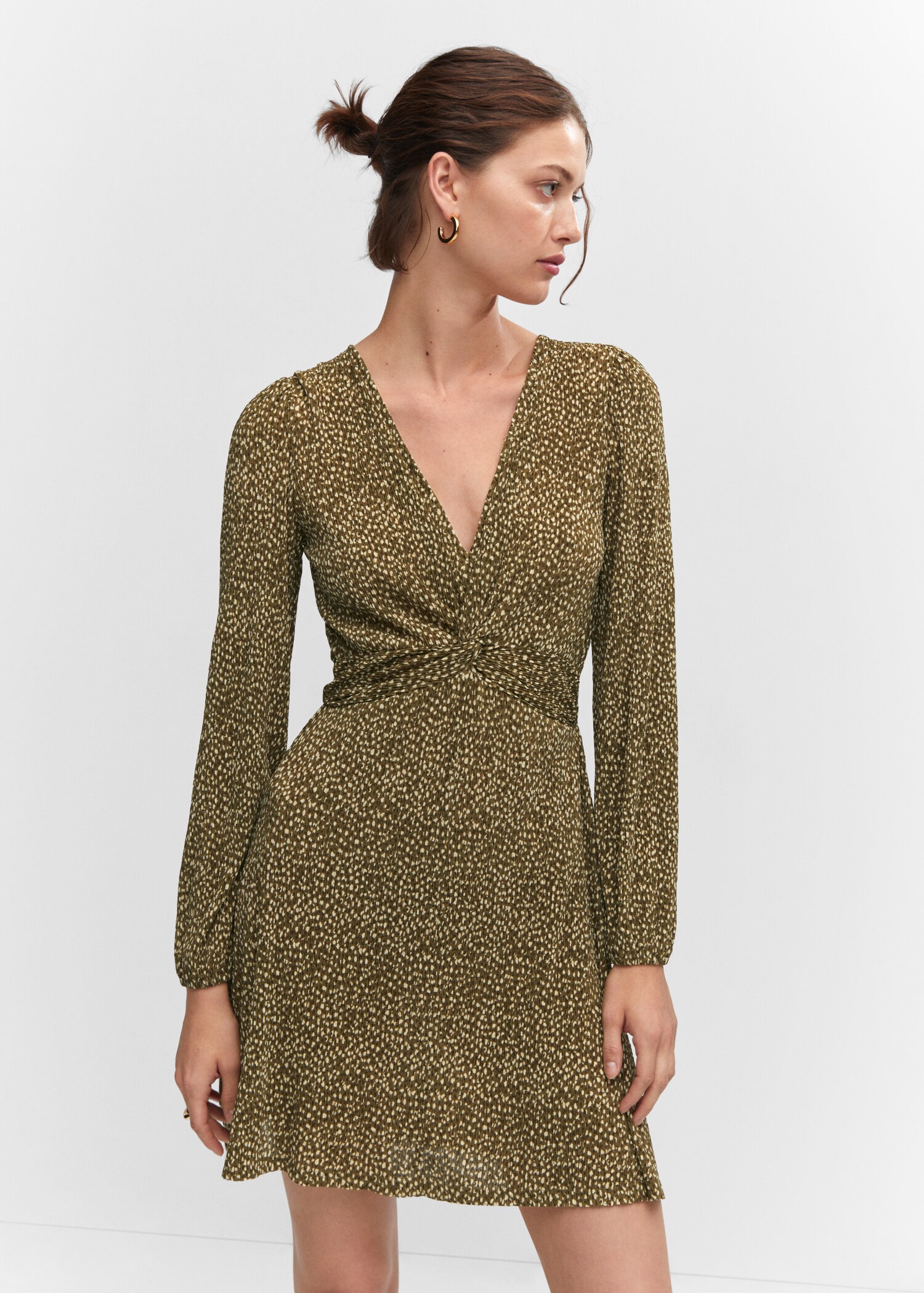 Short printed dress with knot detail - Medium plane
