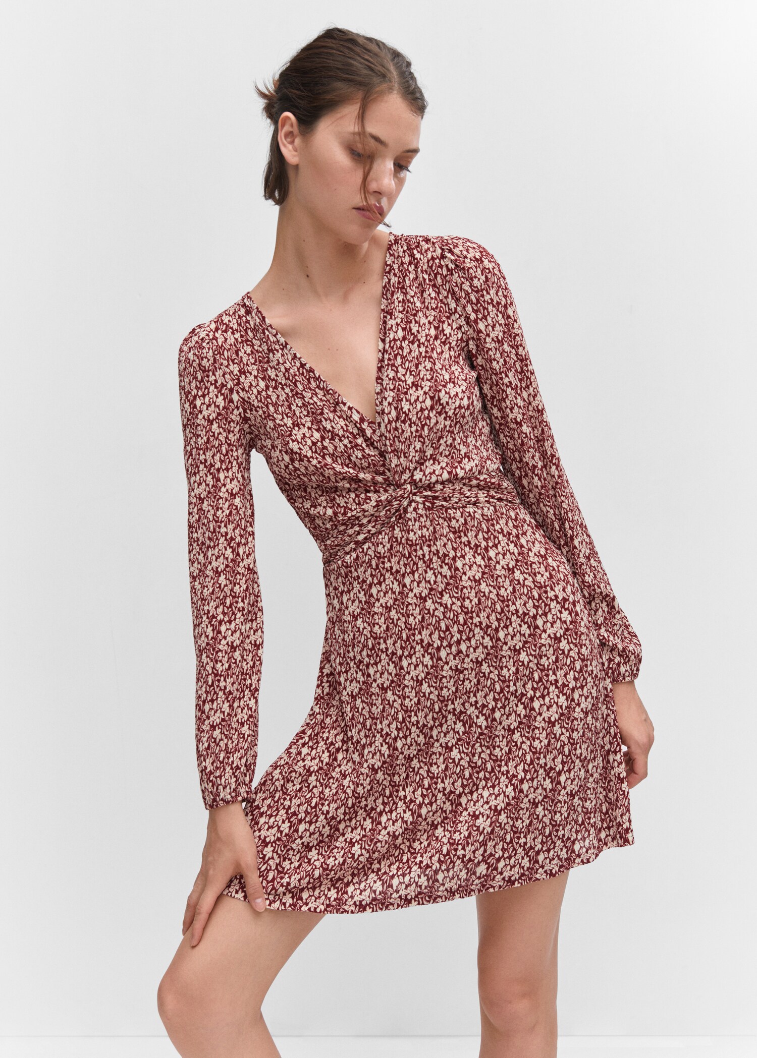 Short printed dress with knot detail - Medium plane