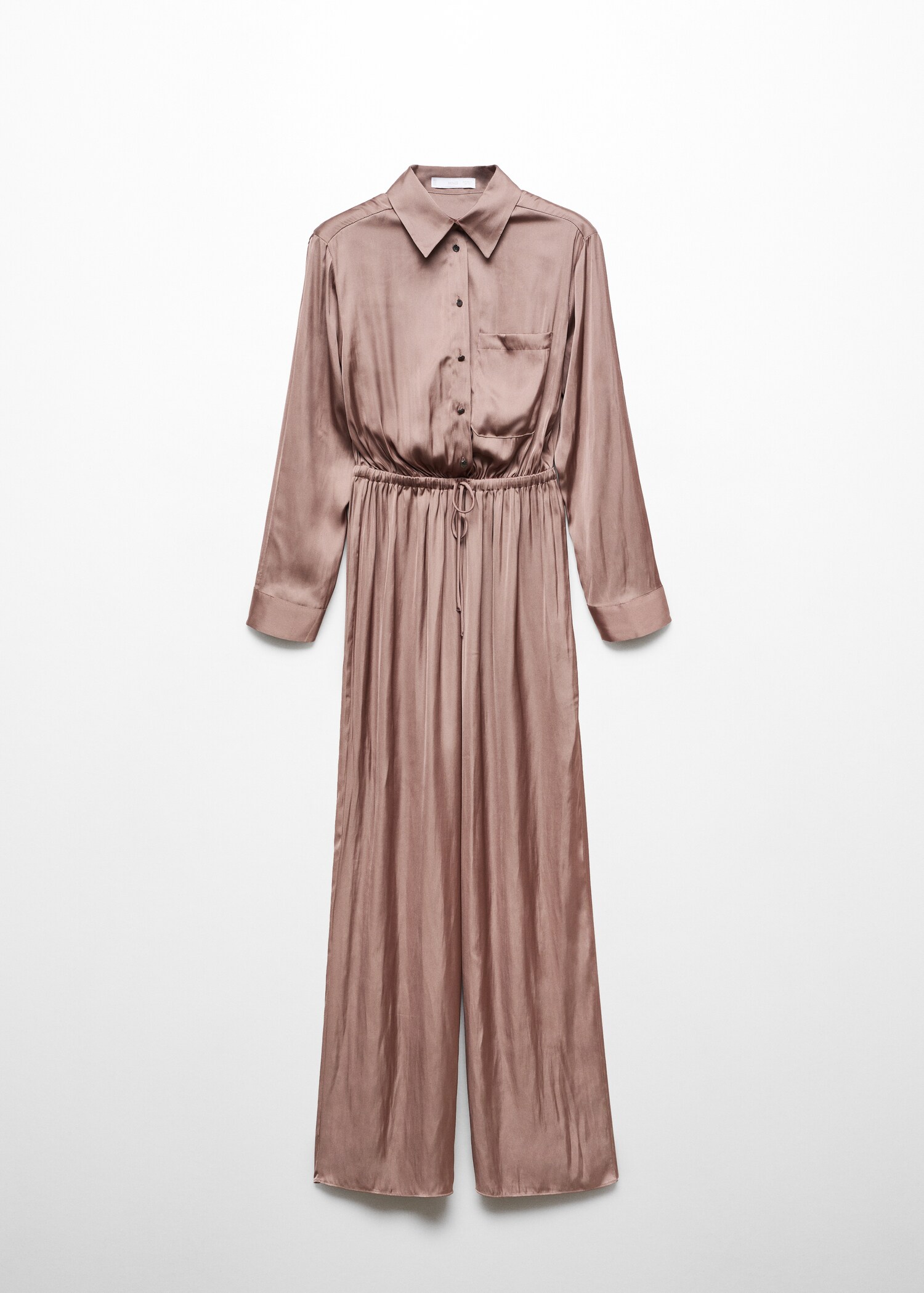 Long satin shirt jumpsuit - Article without model