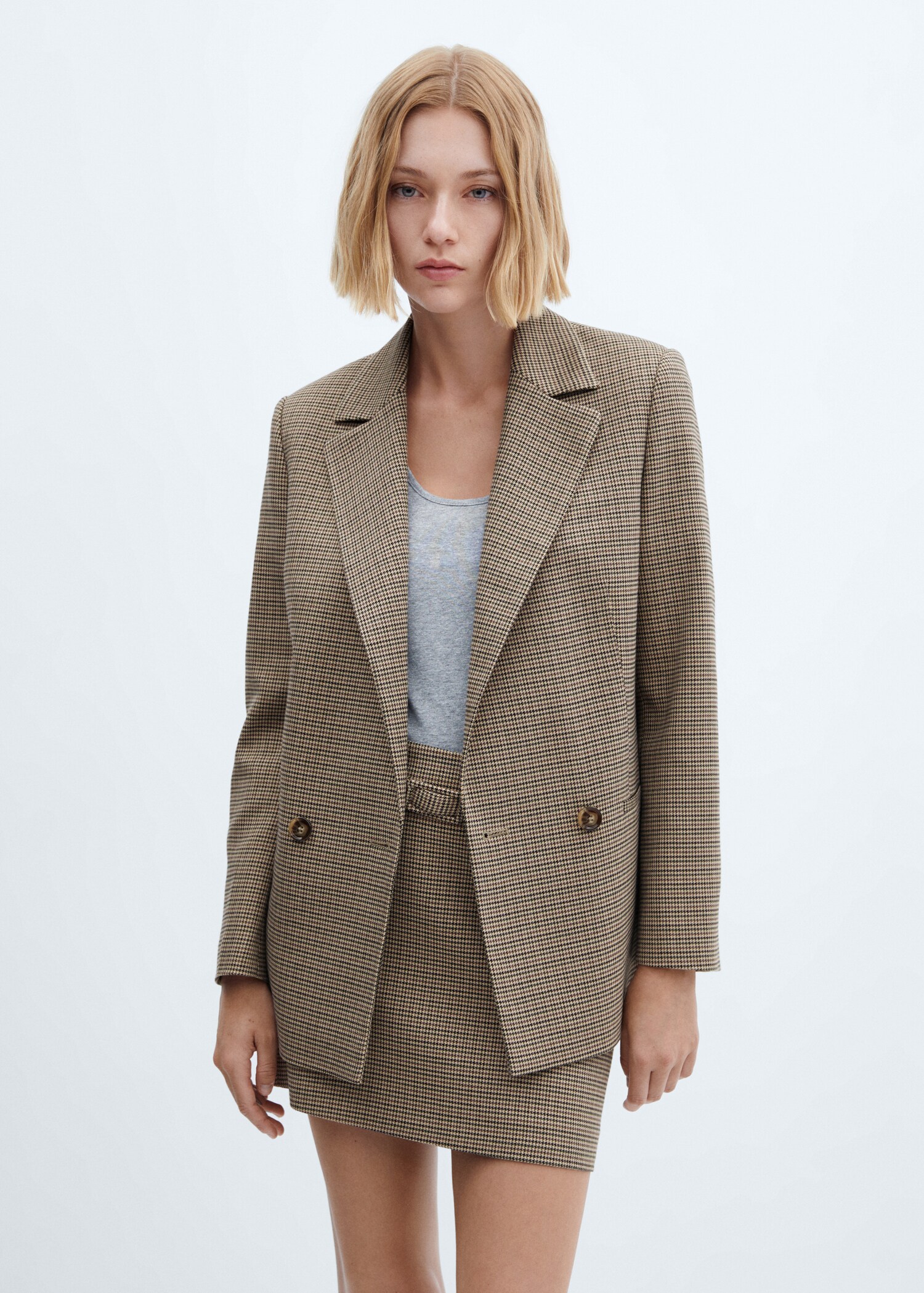 Double-breasted blazer with button - Medium plane