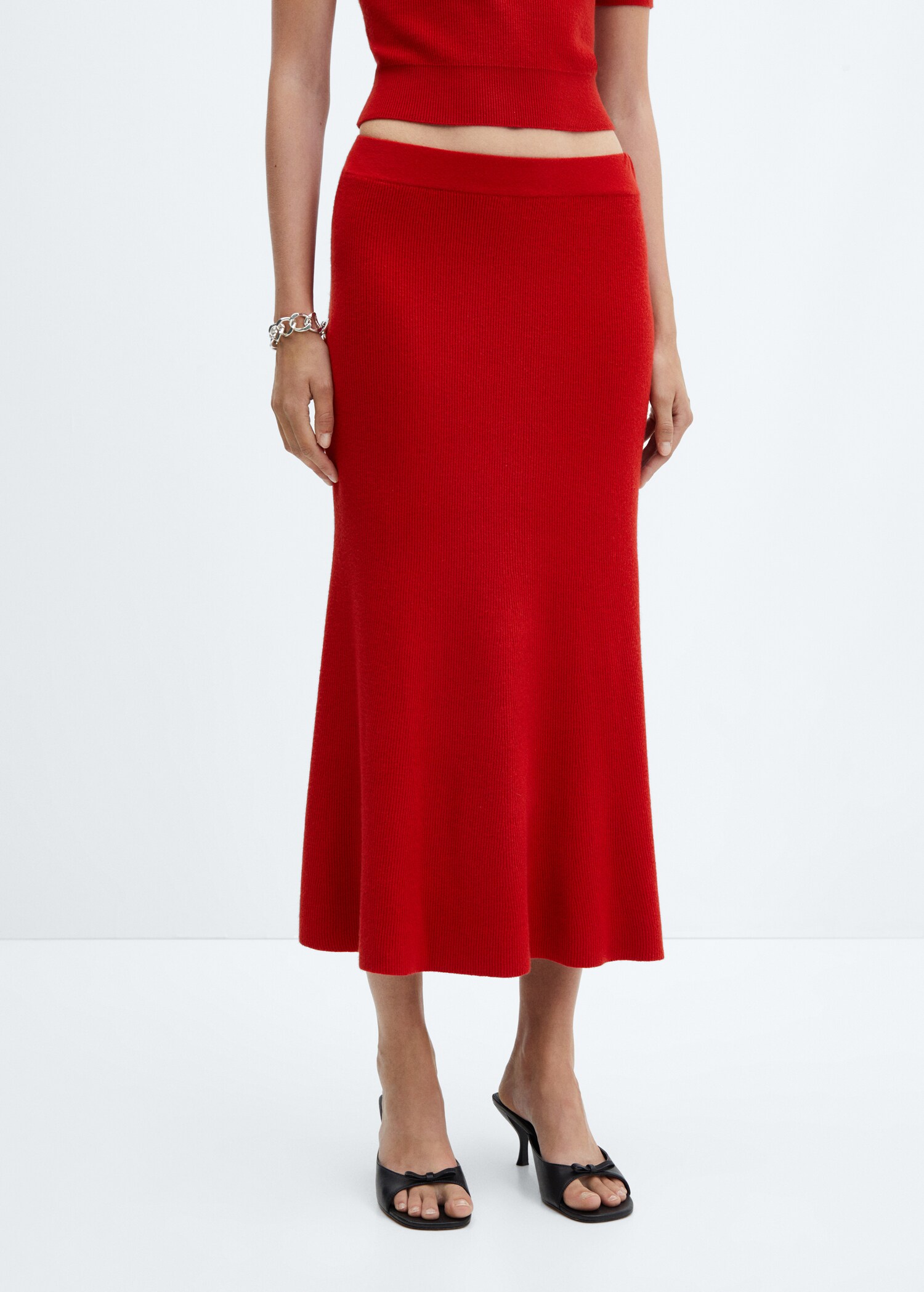 Ribbed midi skirt - Medium plane