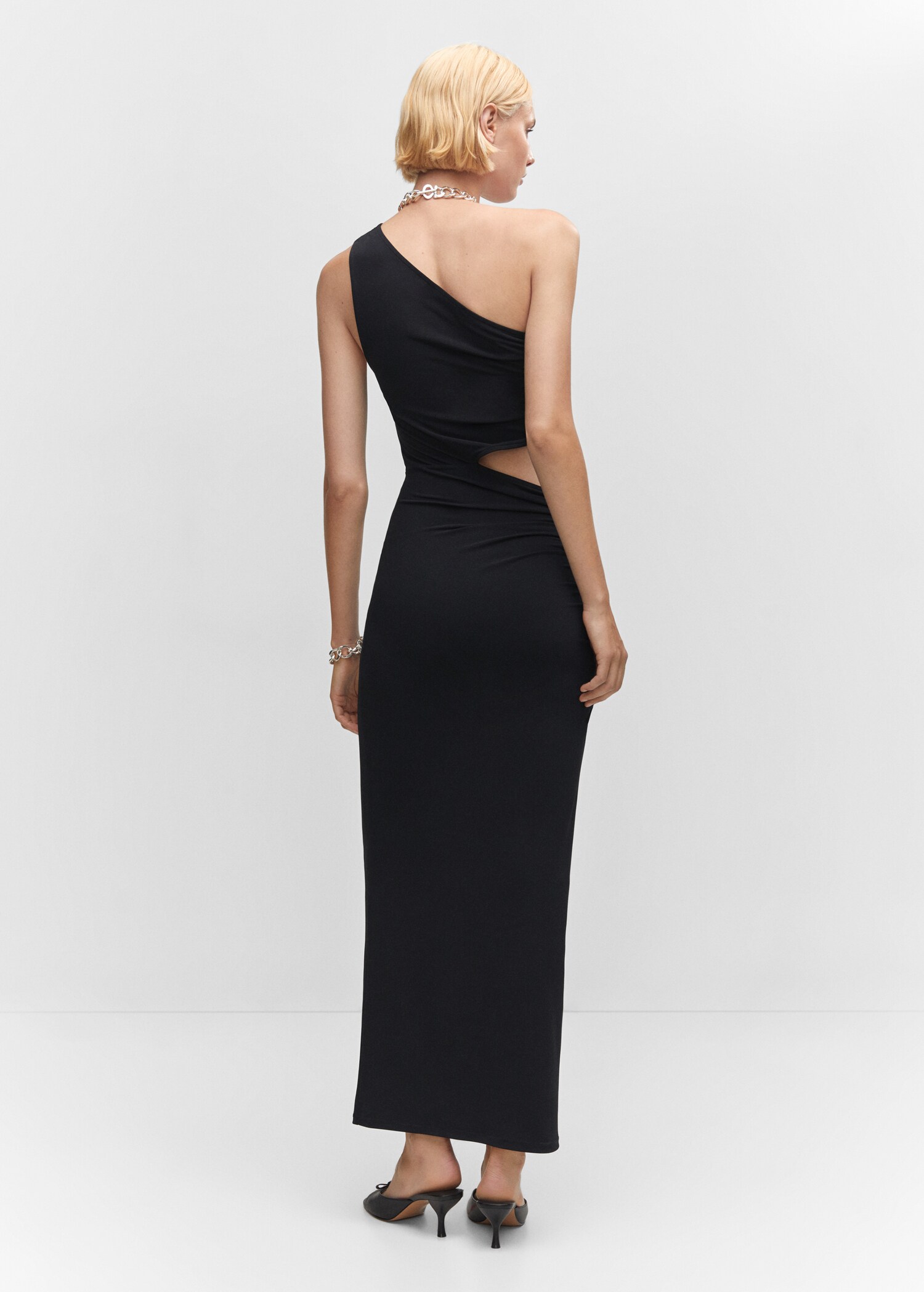 Asymmetrical dress with side slit - Reverse of the article