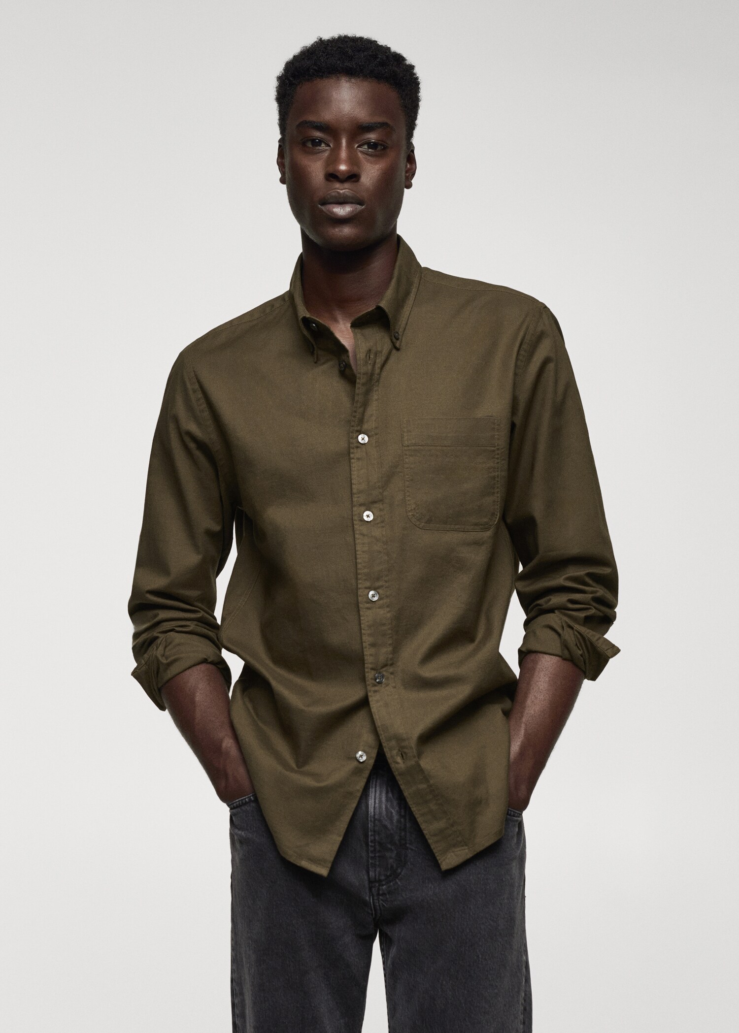 Regular fit Oxford cotton shirt - Medium plane